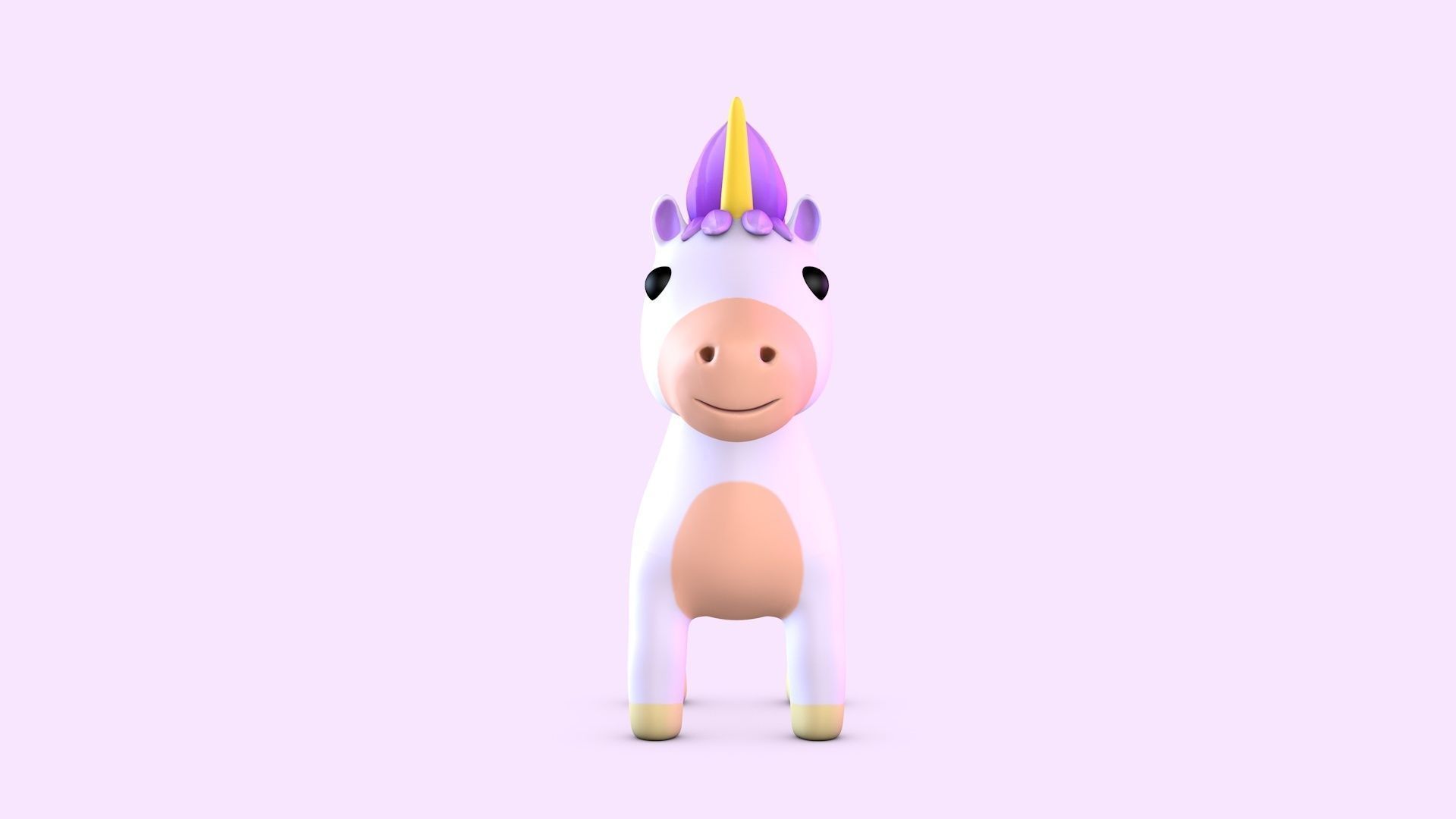 Cartoon Unicorn Low-poly 3D model_5