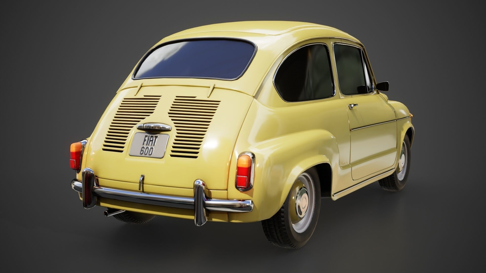 Fiat 600D 1965 3D Model Low-poly 3D model_7