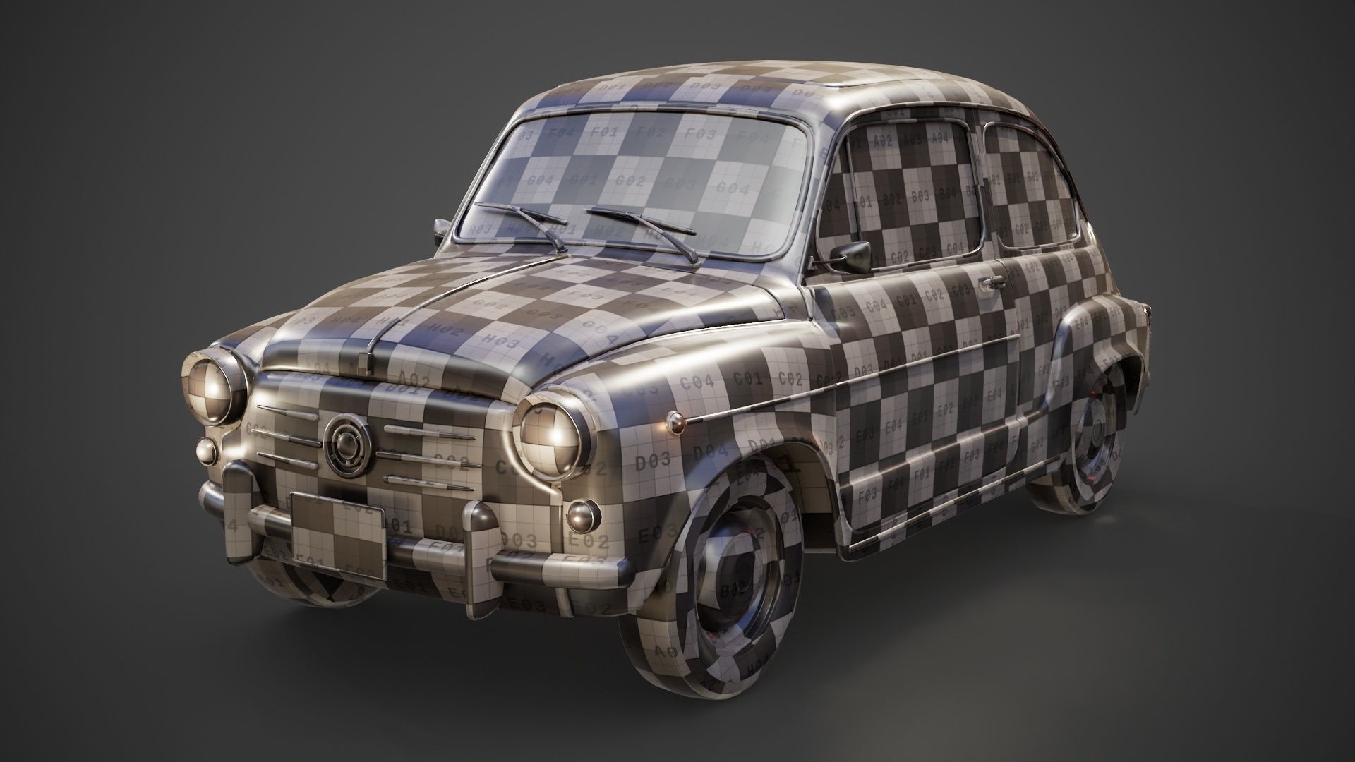 Fiat 600D 1965 3D Model Low-poly 3D model_4