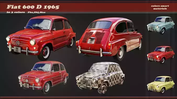 Fiat 600D 1965 3D Model
