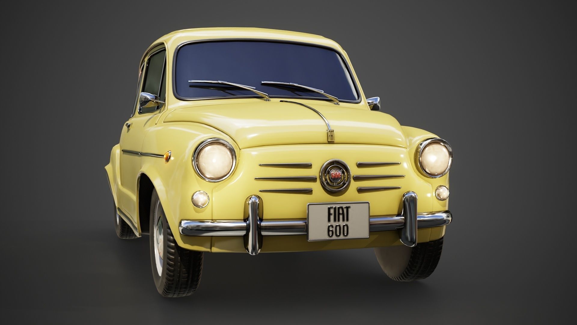 Fiat 600D 1965 3D Model Low-poly 3D model_11