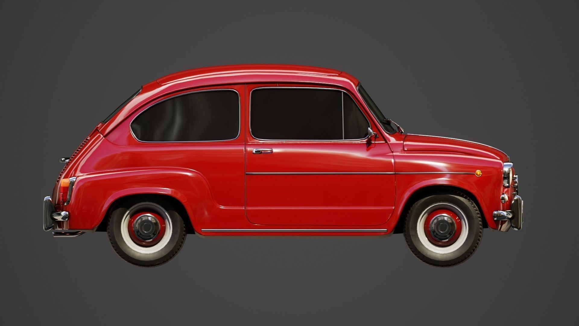 Fiat 600D 1965 3D Model Low-poly 3D model_15