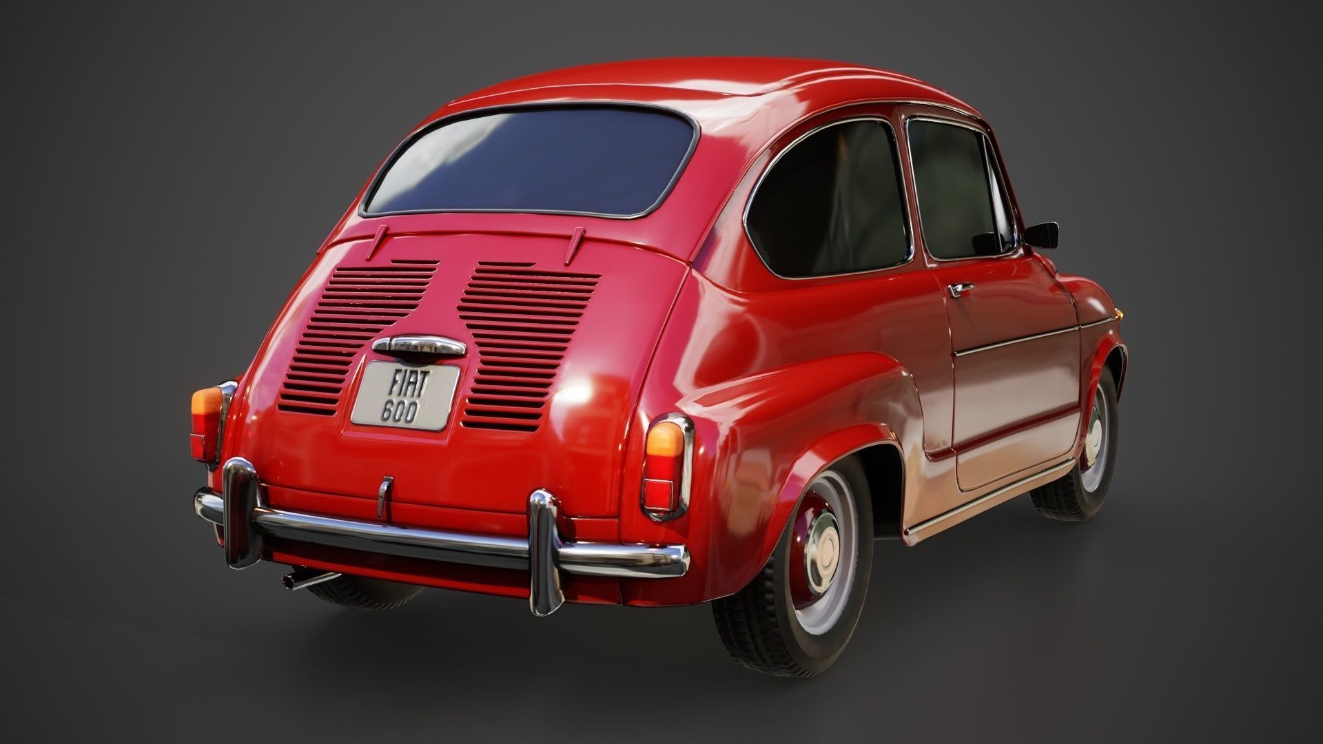 Fiat 600D 1965 3D Model Low-poly 3D model_5