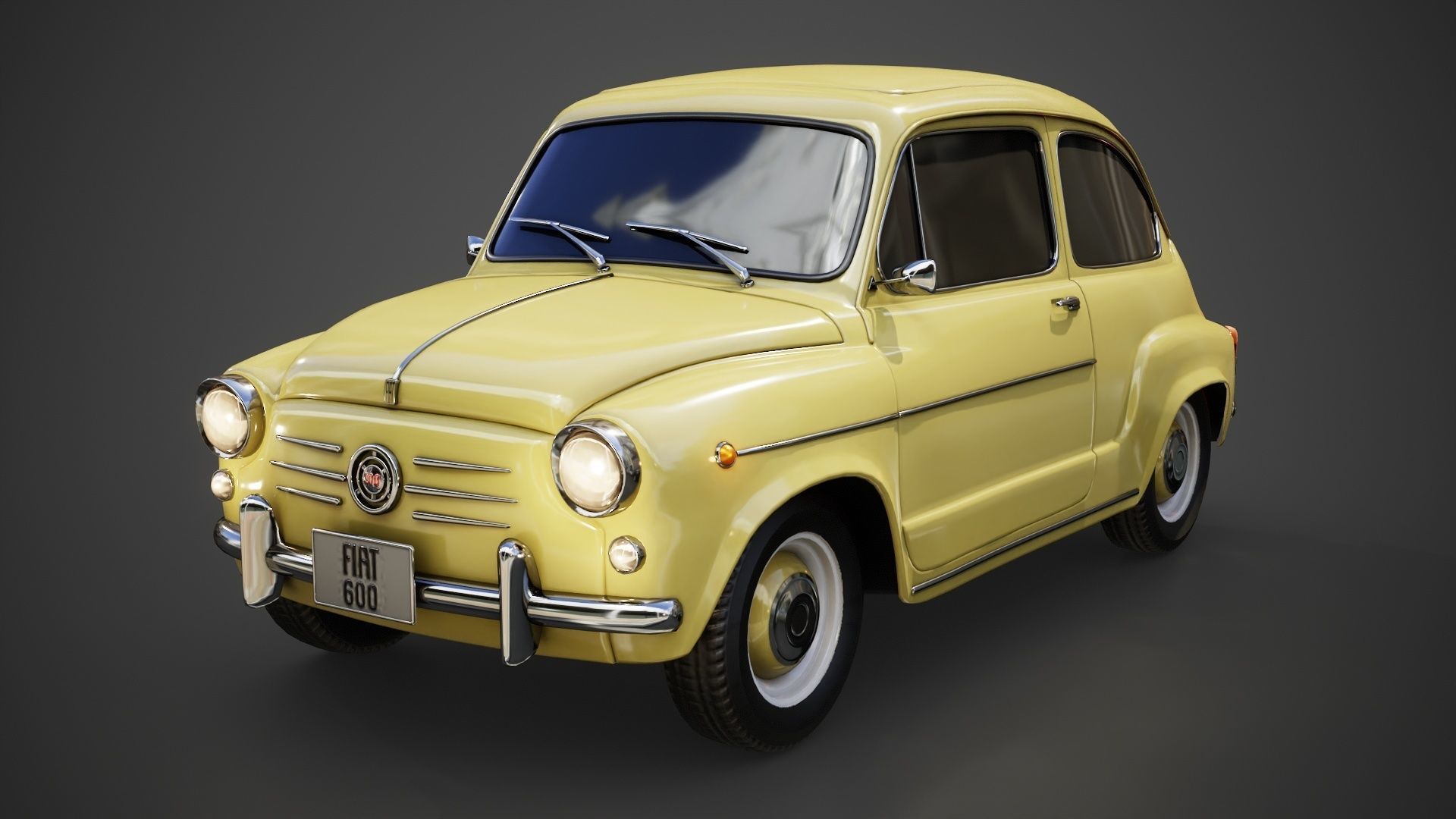 Fiat 600D 1965 3D Model Low-poly 3D model_6