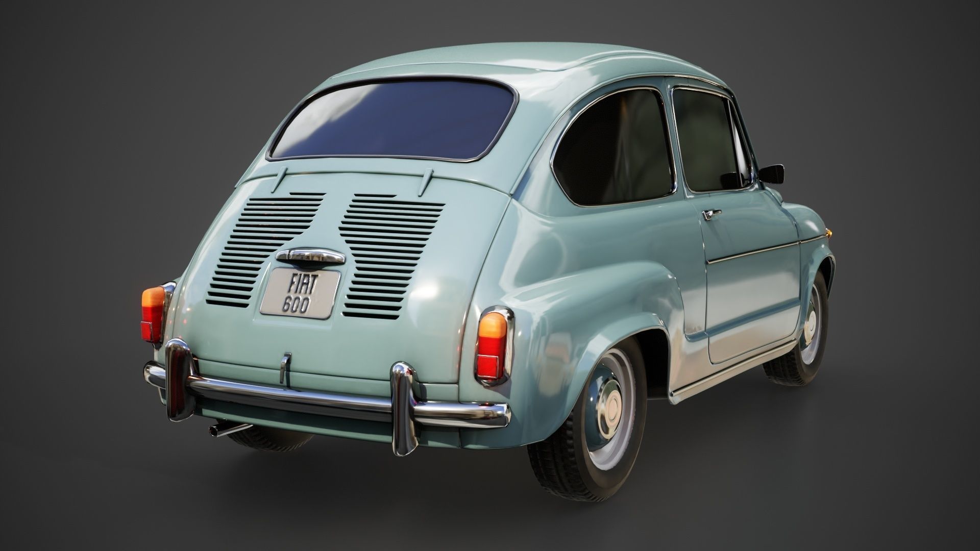 Fiat 600D 1965 3D Model Low-poly 3D model_10