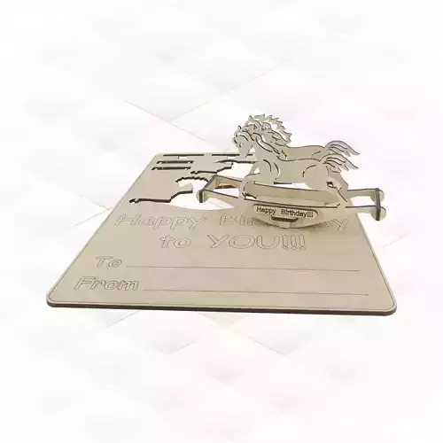 Birthday card Horse svg dxf design laser cut