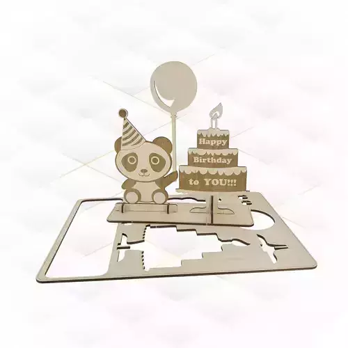 Birthday card Panda svg dxf design laser cut