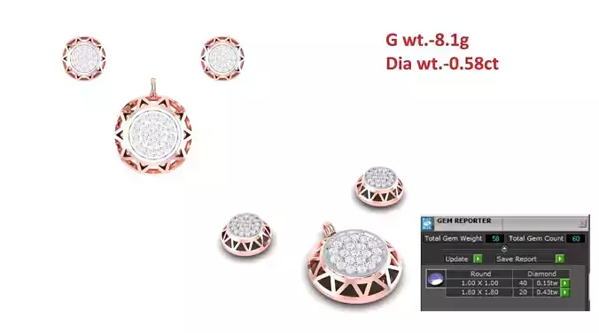 Rose Gold Diamond Pendant 3D Print Model 3D print model