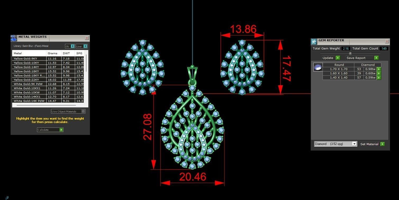 Rose Gold Diamond Pendant 3D Print Model 3D print model_1