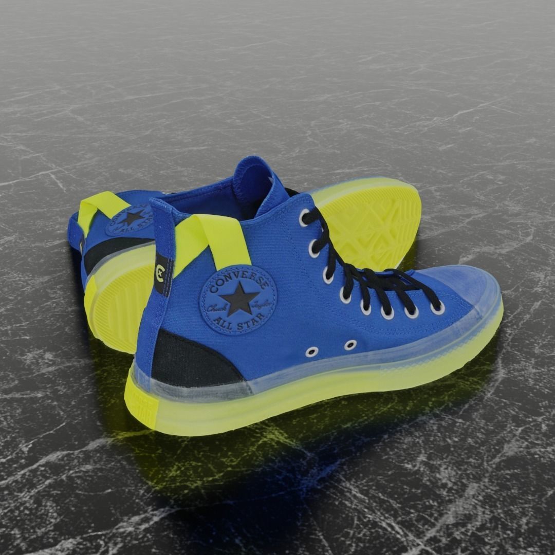 CONVERSE 3D SHOES - BLUE Low-poly 3D model_2