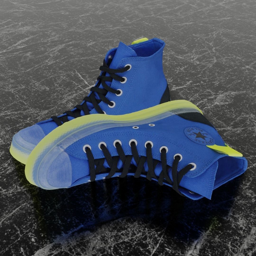 CONVERSE 3D SHOES - BLUE Low-poly 3D model_1