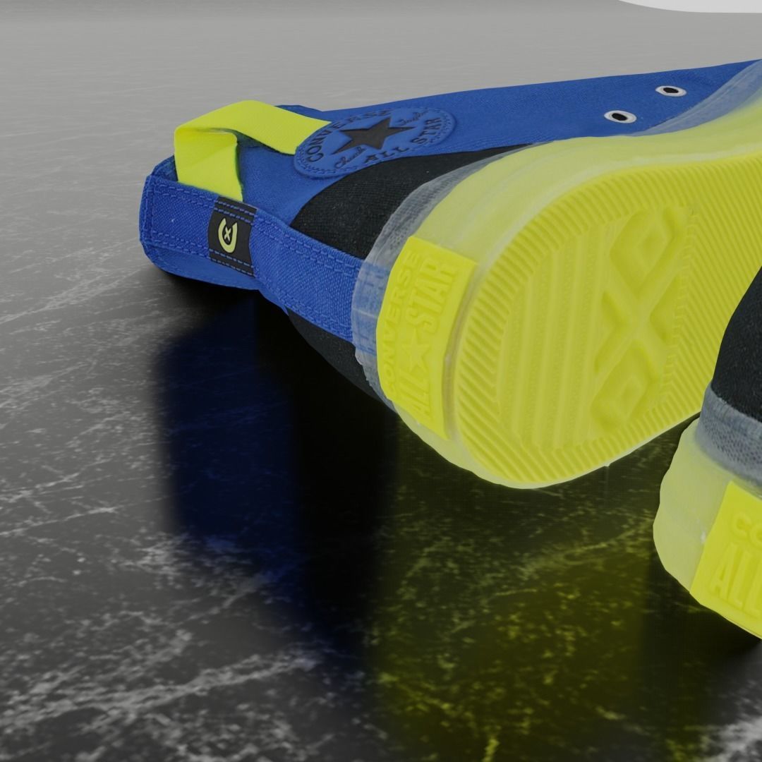 CONVERSE 3D SHOES - BLUE Low-poly 3D model_10
