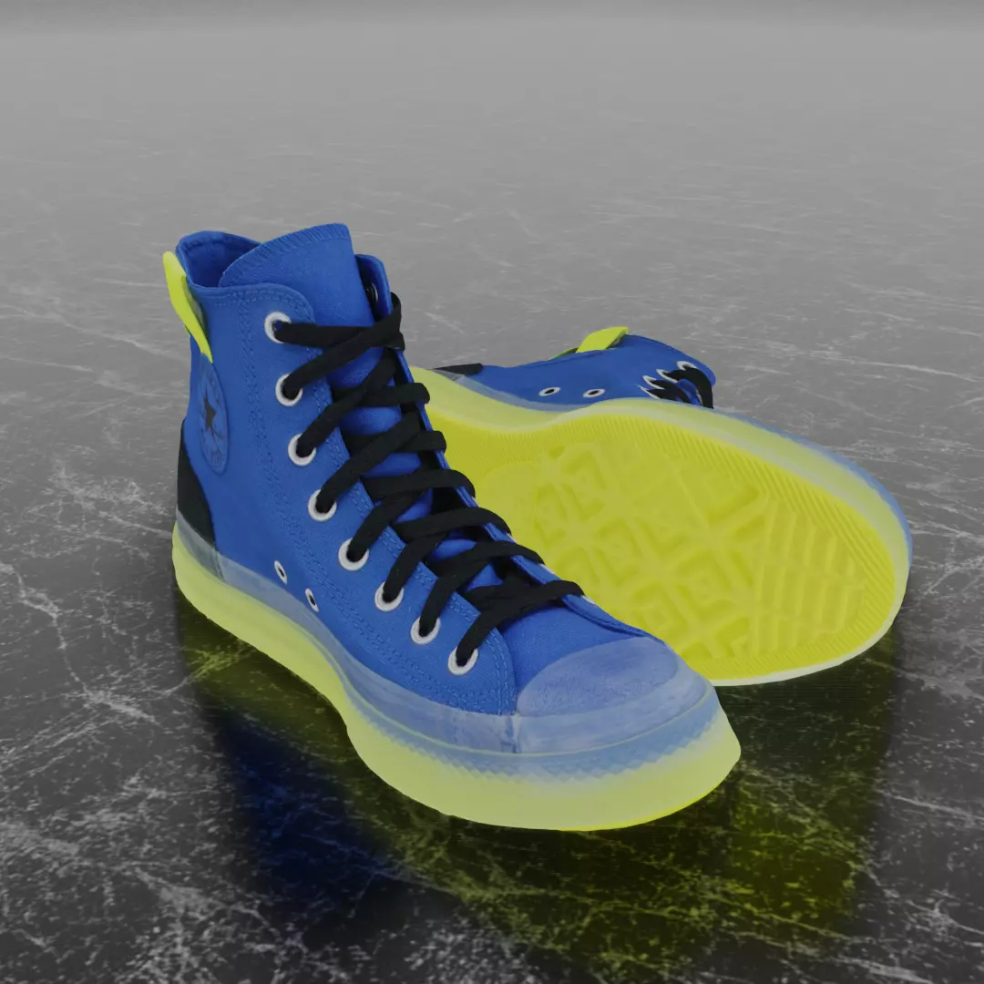 CONVERSE 3D SHOES - BLUE Low-poly 3D model_0