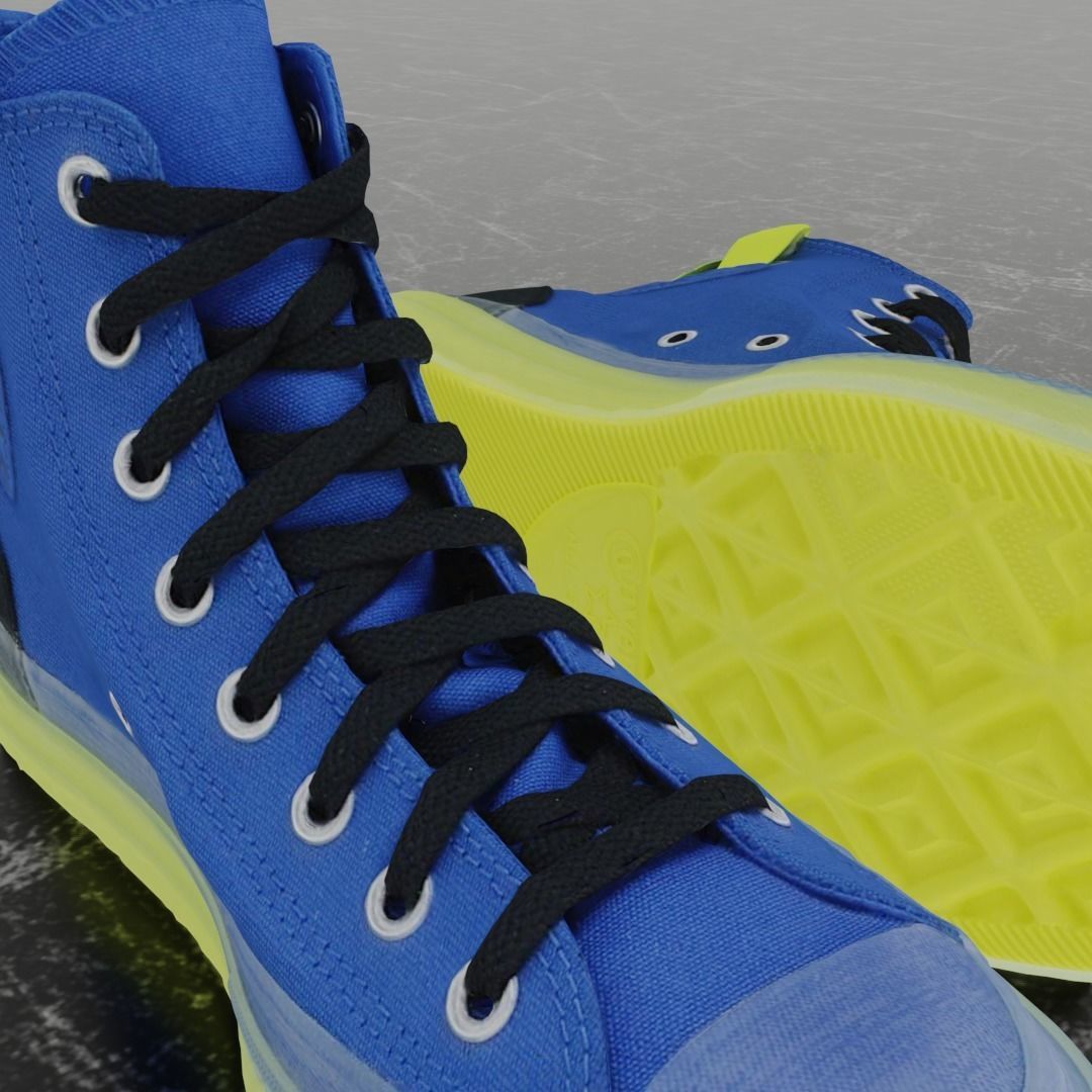 CONVERSE 3D SHOES - BLUE Low-poly 3D model_7