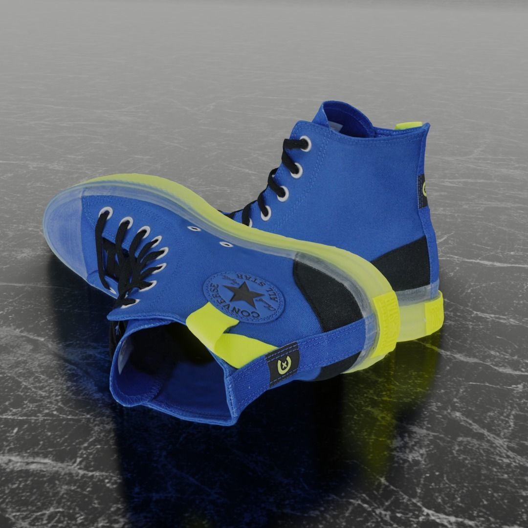 CONVERSE 3D SHOES - BLUE Low-poly 3D model_5