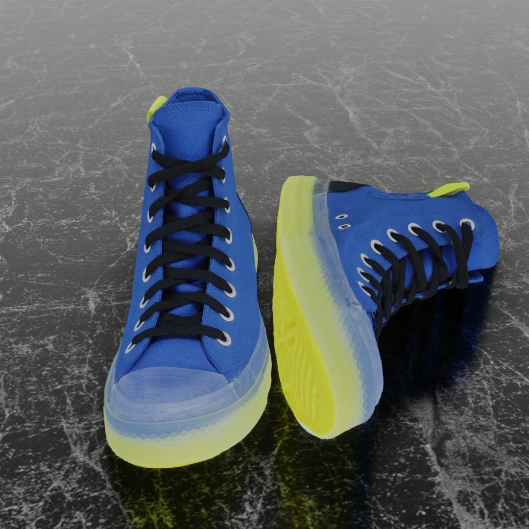 CONVERSE 3D SHOES - BLUE Low-poly 3D model_8