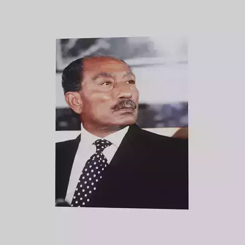 Anwar Sadat portrait  Low-poly 3D model