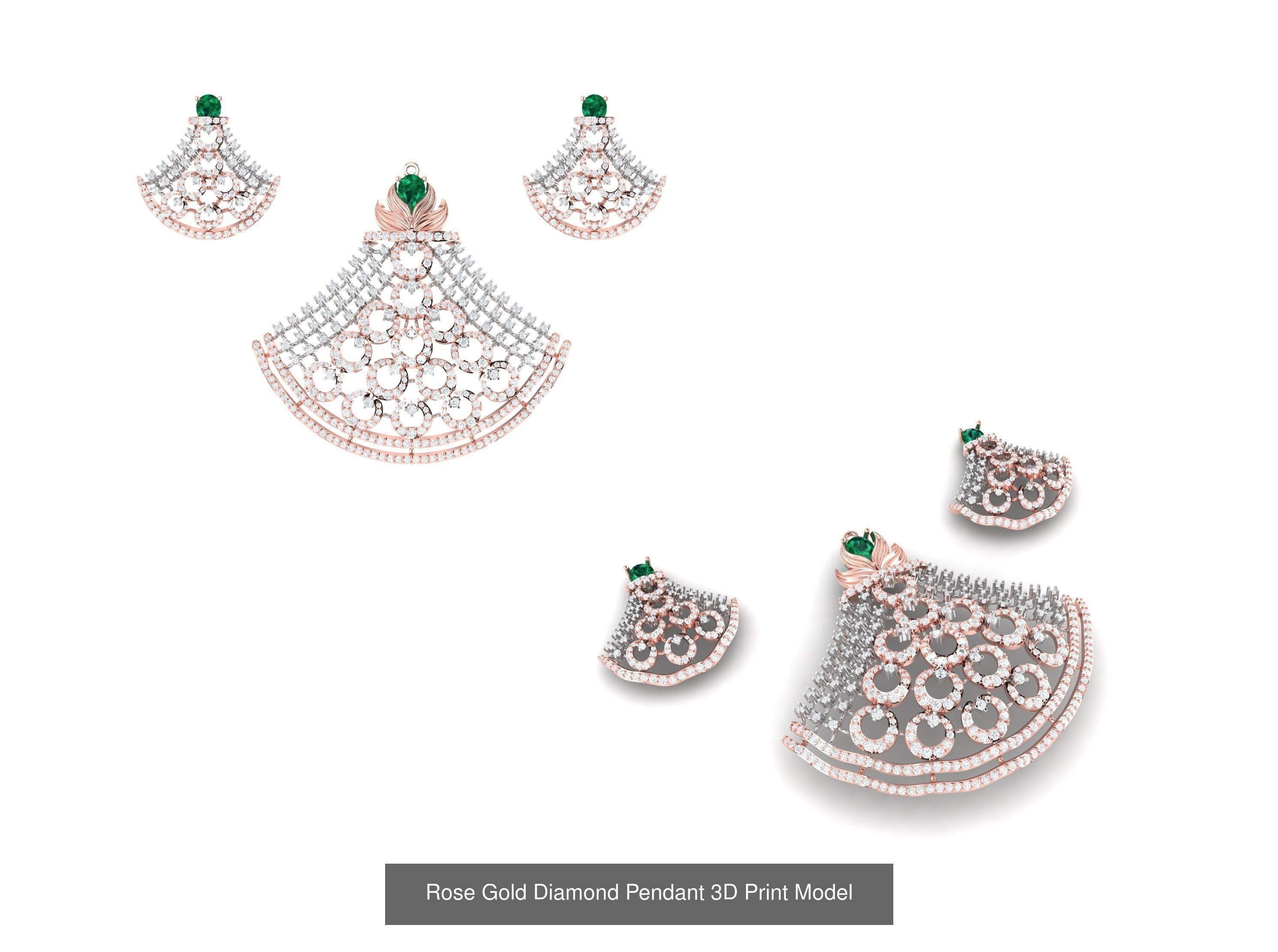 Rose Gold Diamond Pendants Collection 3D Print Model _28