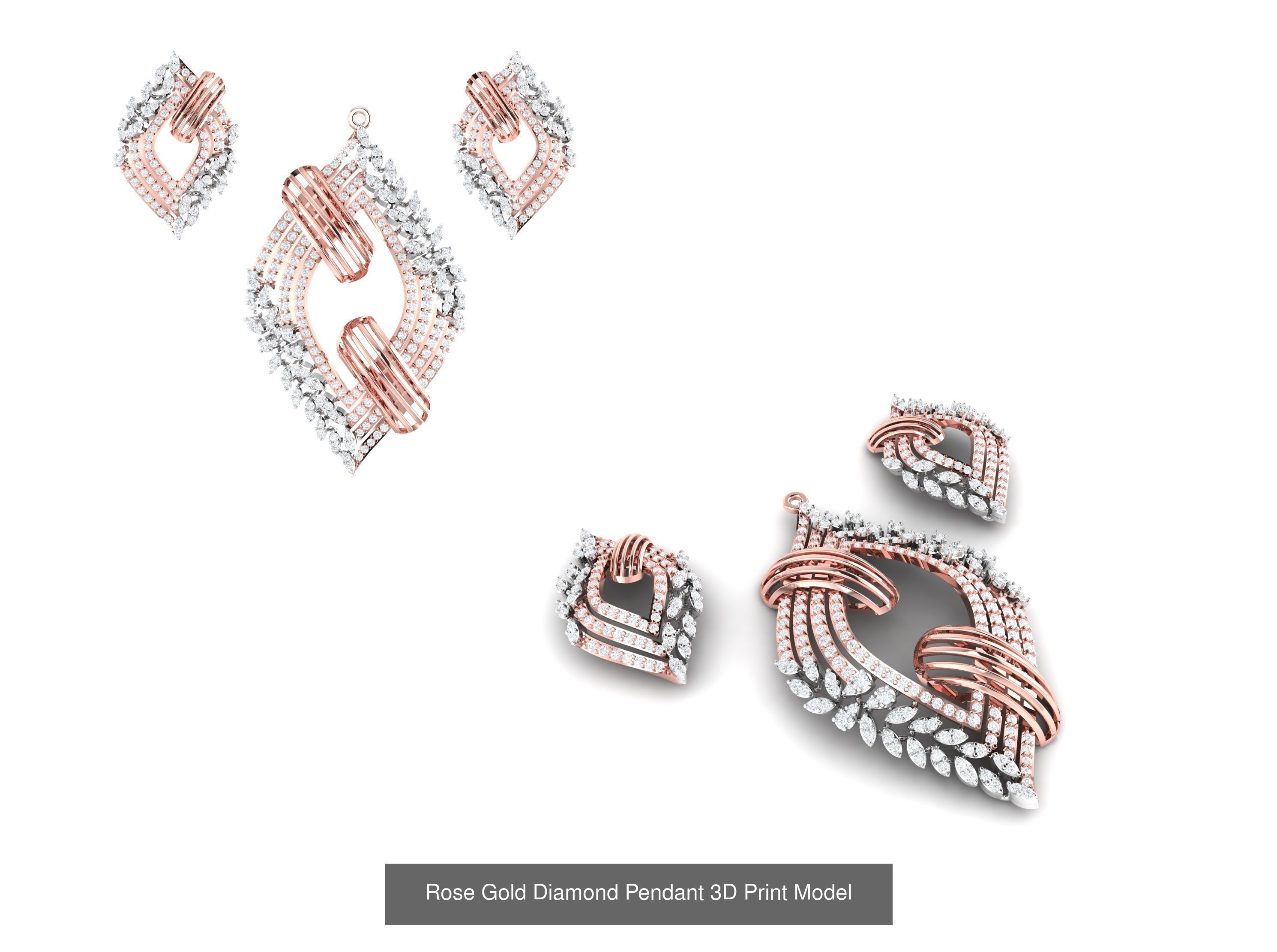 Rose Gold Diamond Pendants Collection 3D Print Model _26