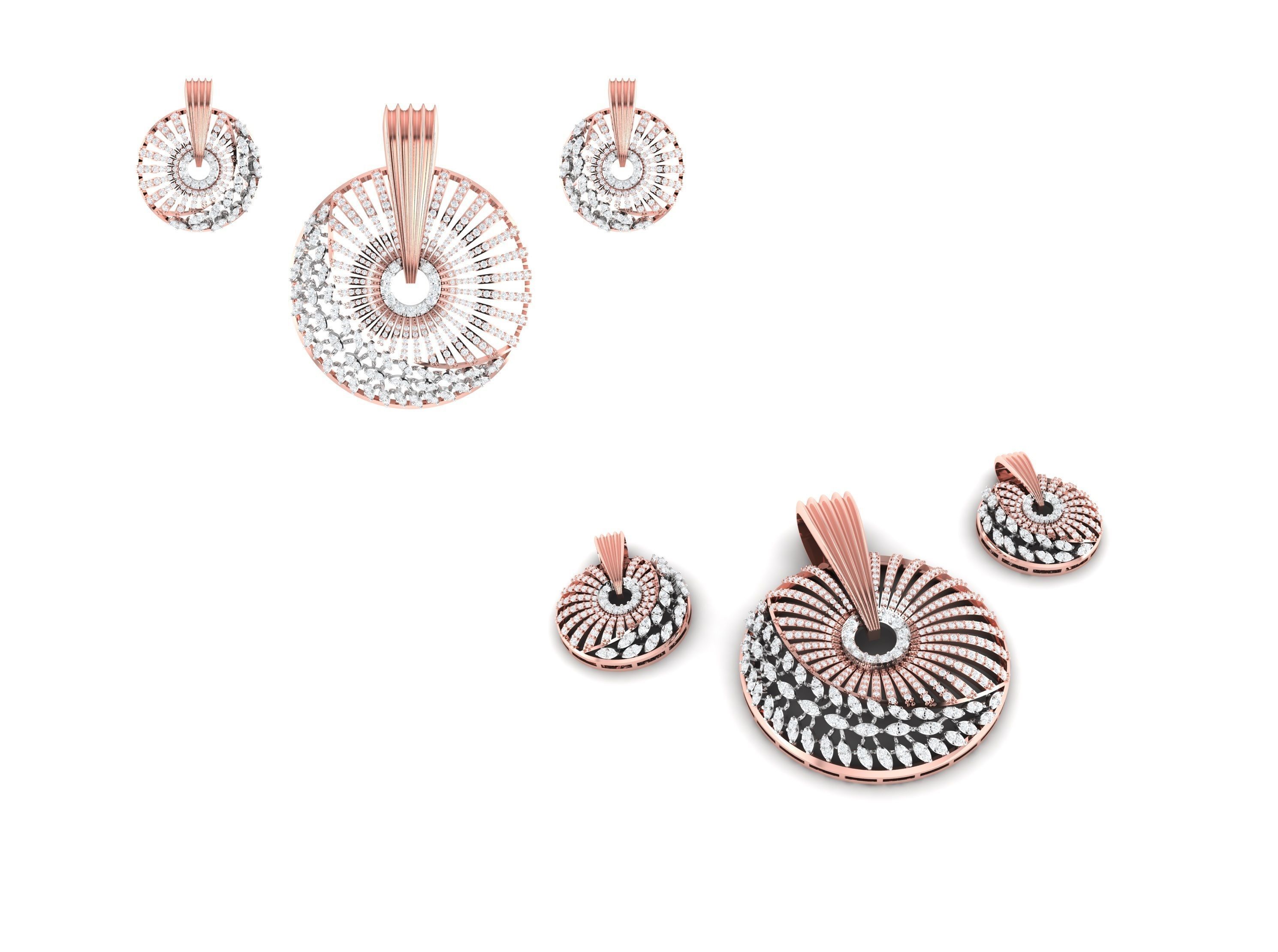 Rose Gold Diamond Pendants Collection 3D Print Model _13