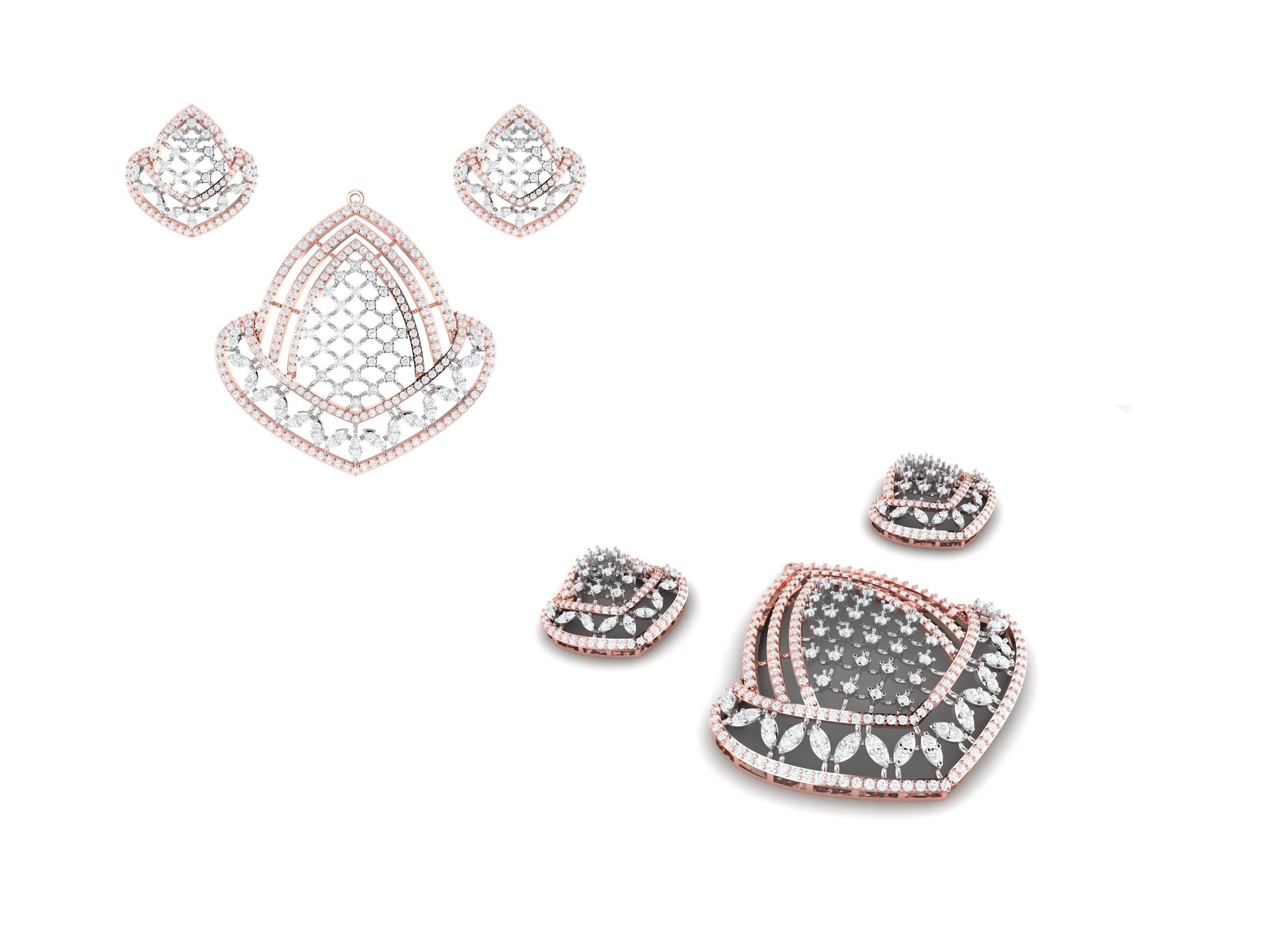 Rose Gold Diamond Pendants Collection 3D Print Model _7