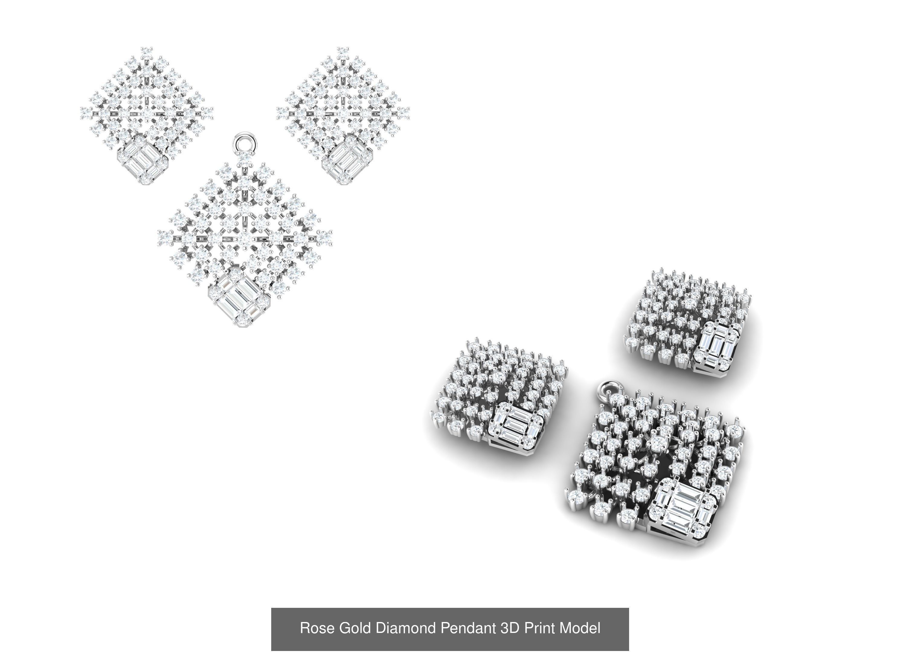Rose Gold Diamond Pendants Collection 3D Print Model _32
