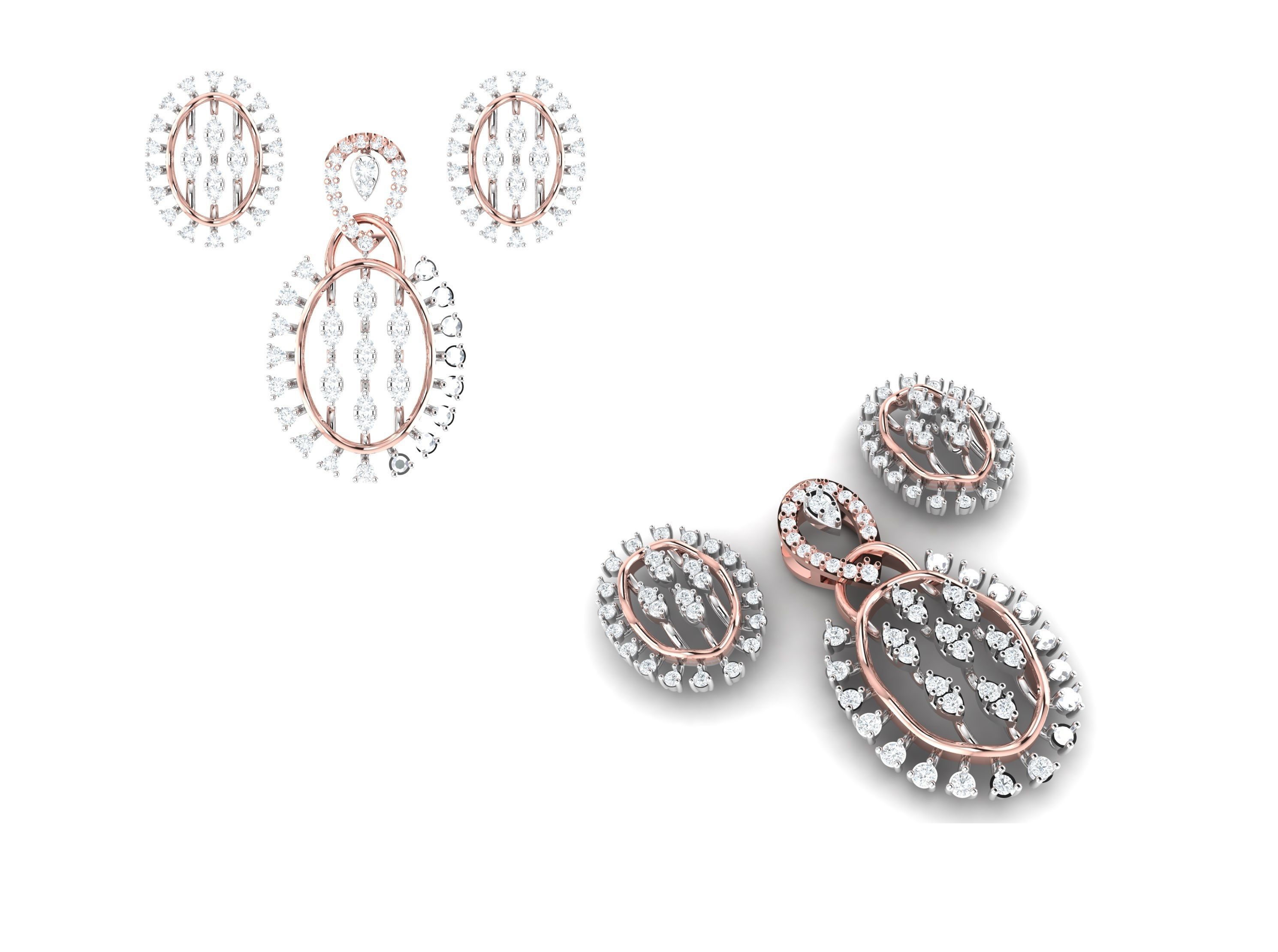 Rose Gold Diamond Pendants Collection 3D Print Model _35