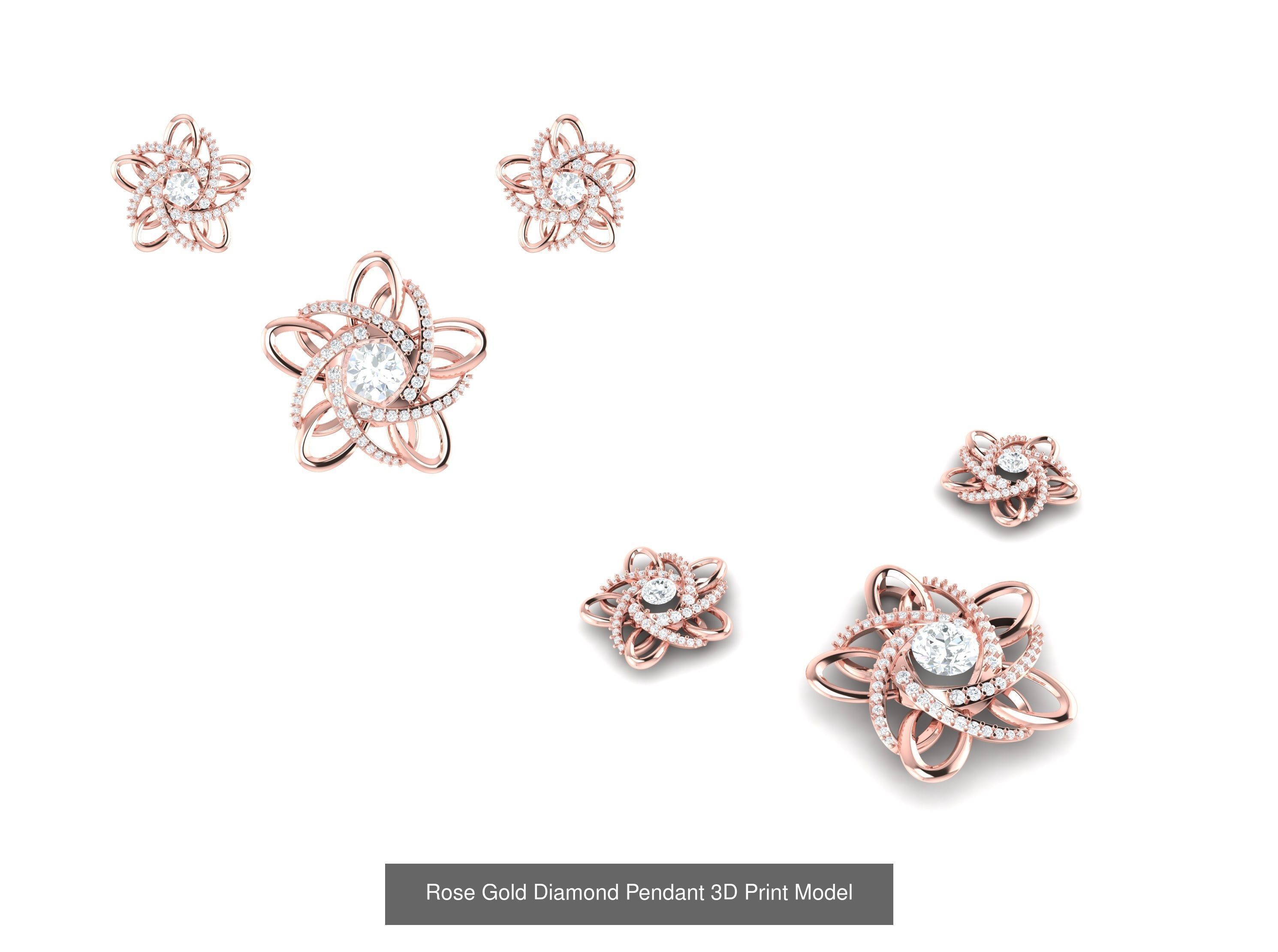 Rose Gold Diamond Pendants Collection 3D Print Model _34