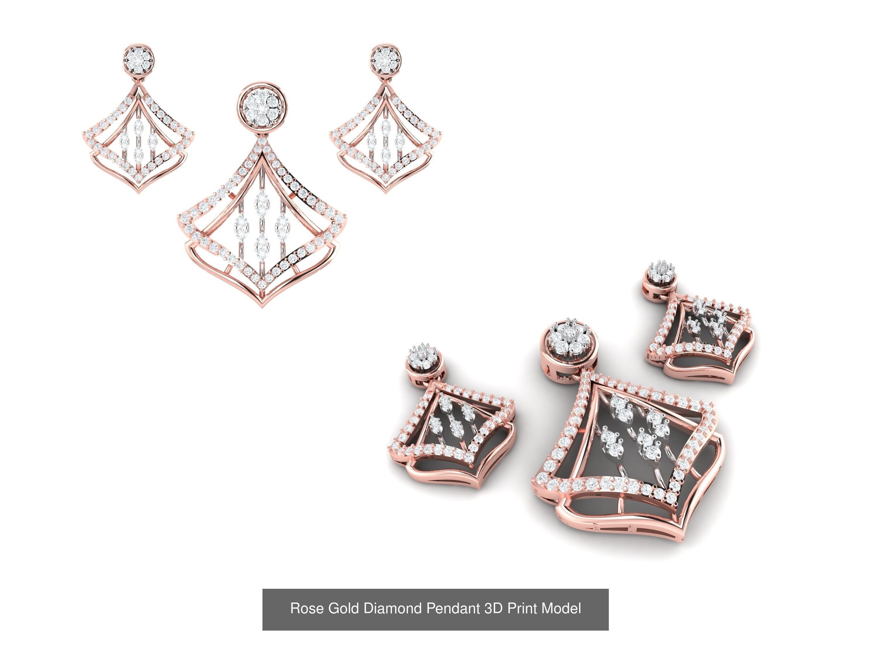 Rose Gold Diamond Pendants Collection 3D Print Model _42