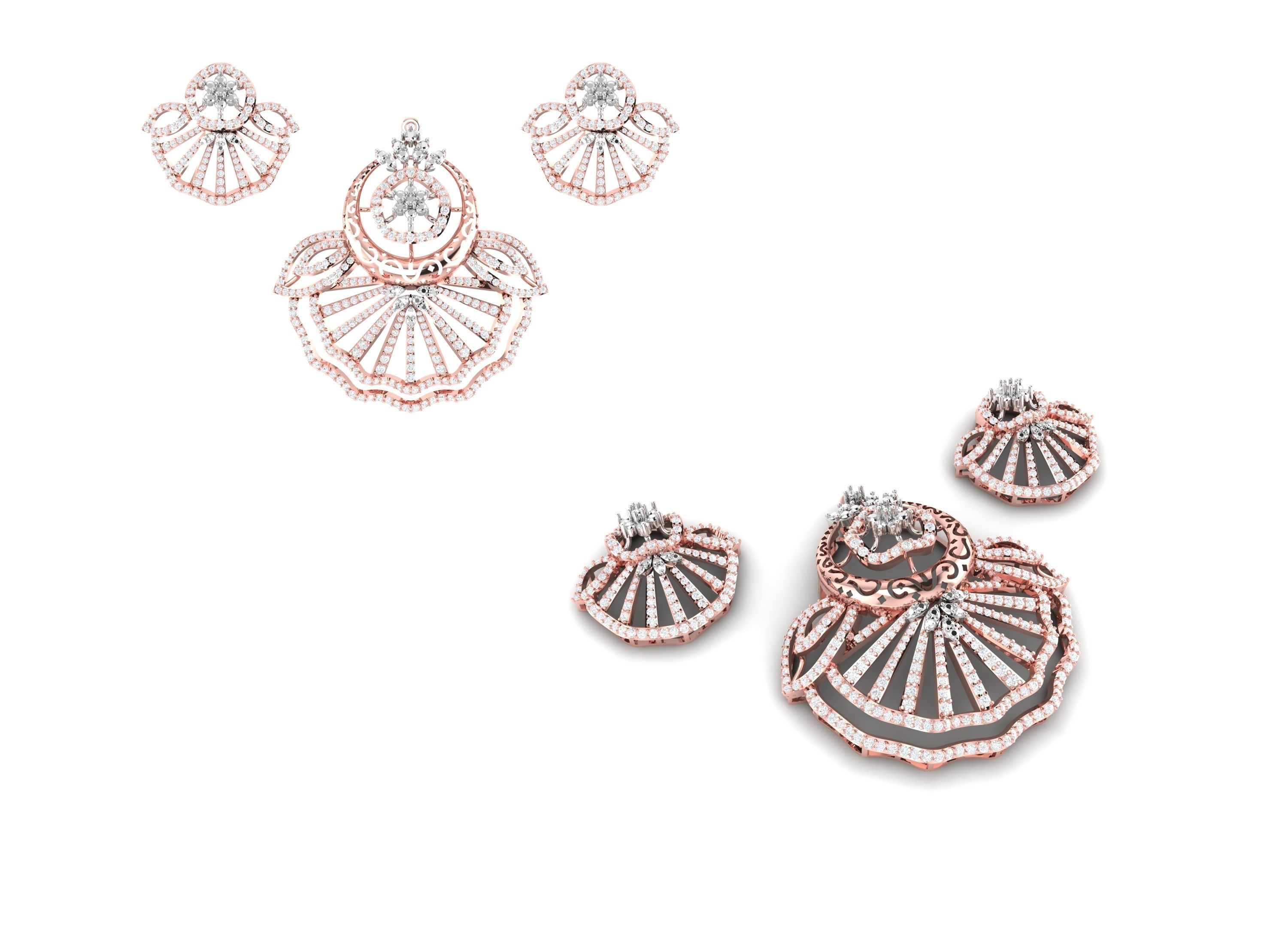 Rose Gold Diamond Pendants Collection 3D Print Model _15