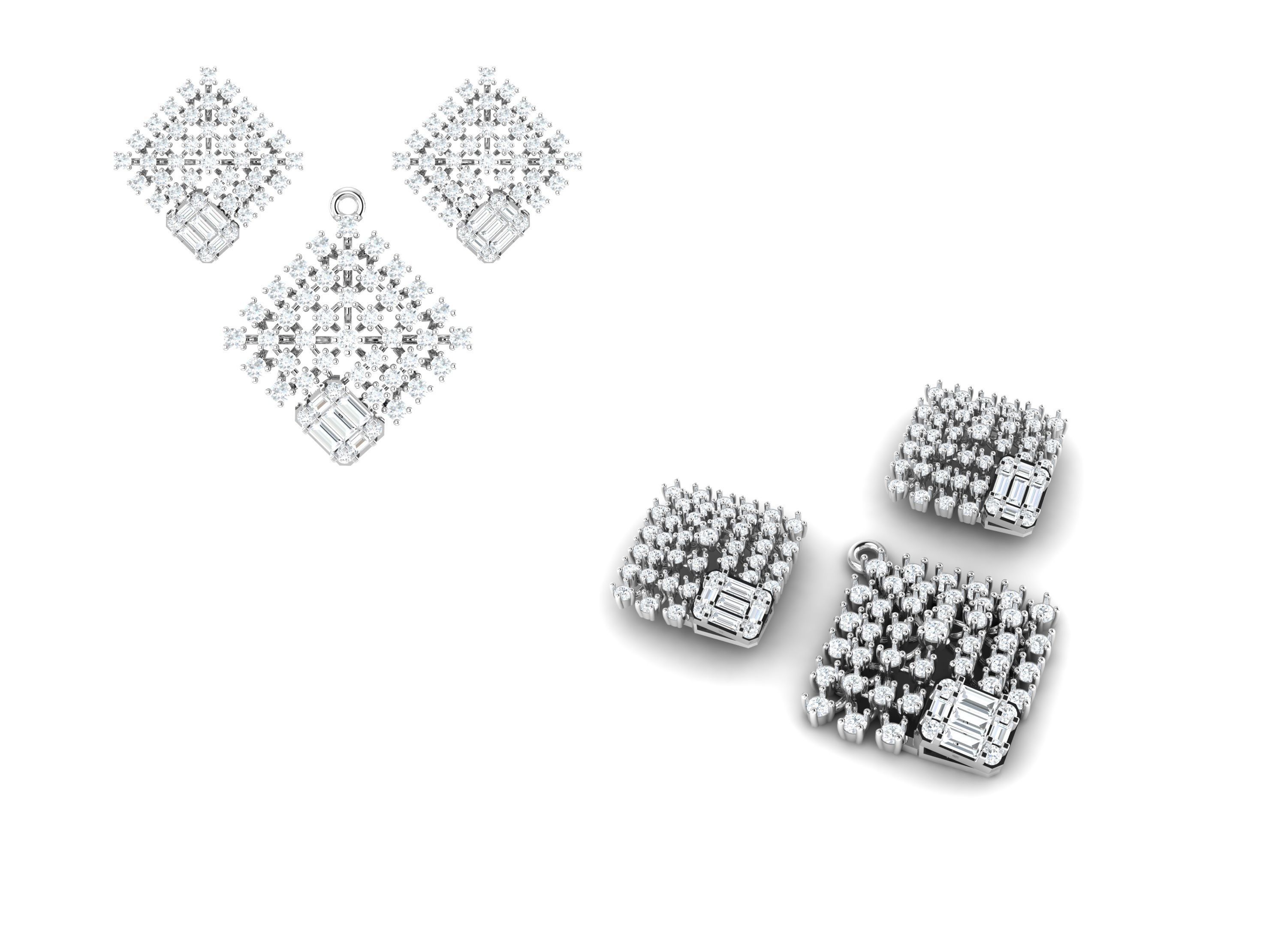 Rose Gold Diamond Pendants Collection 3D Print Model _29