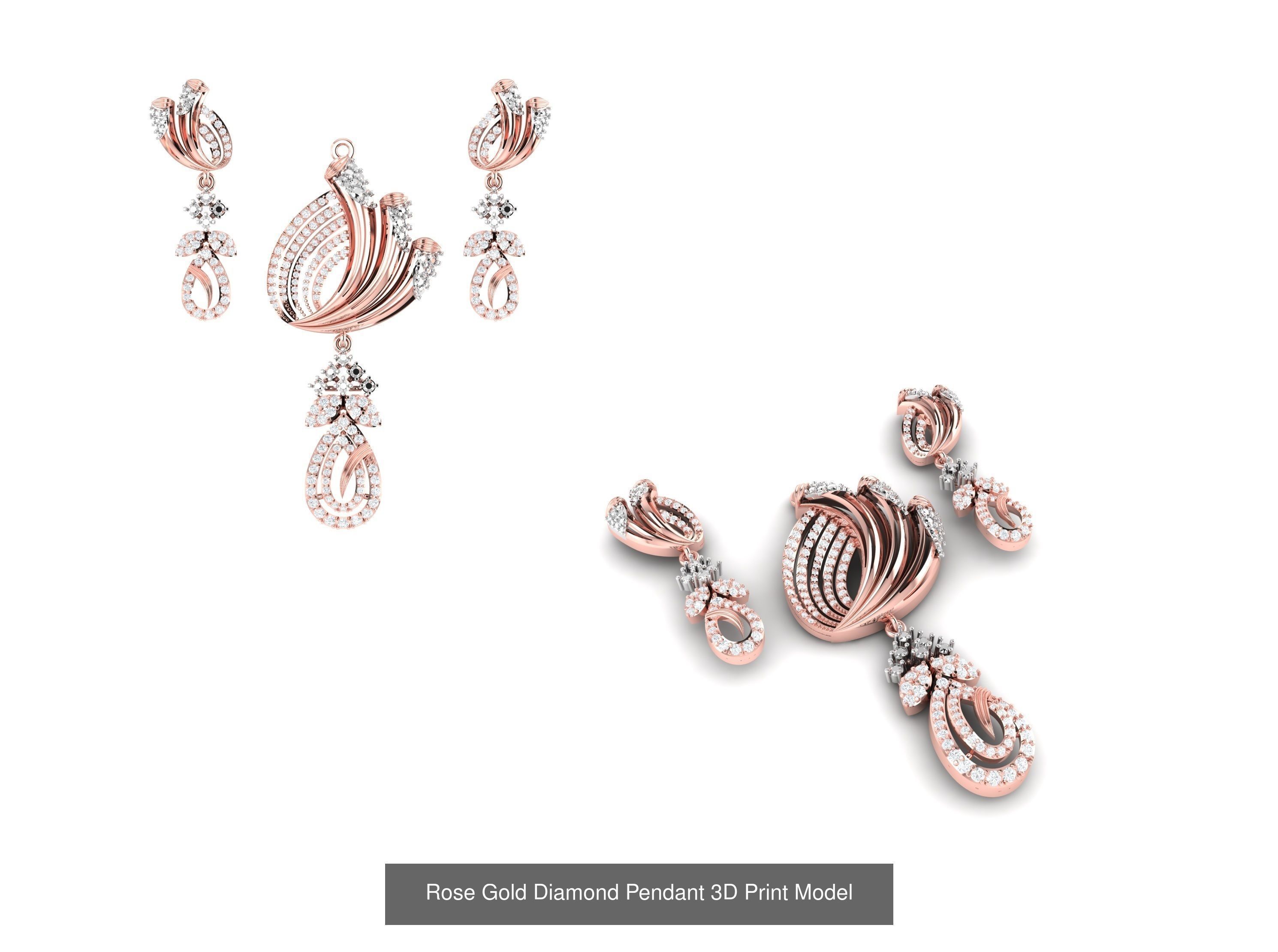 Rose Gold Diamond Pendants Collection 3D Print Model _22