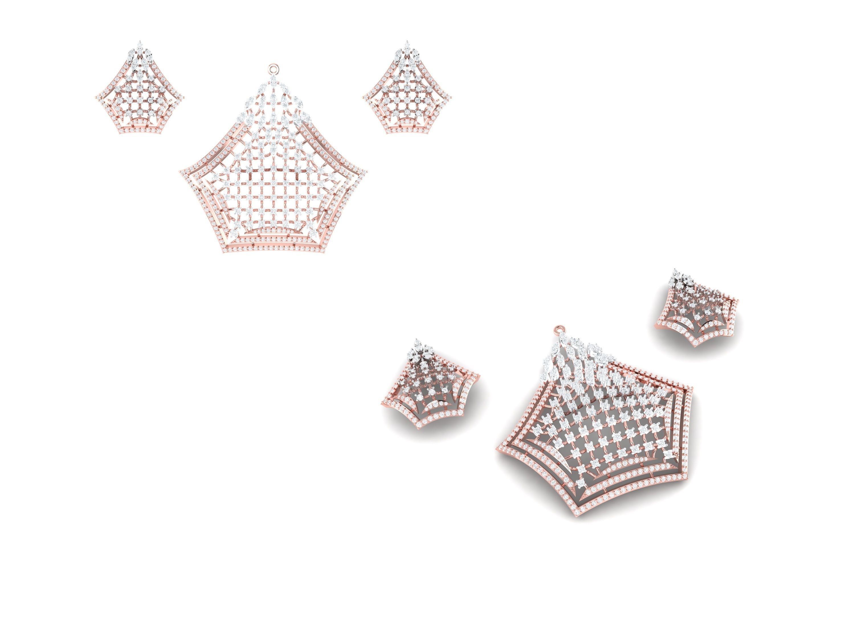Rose Gold Diamond Pendants Collection 3D Print Model _17