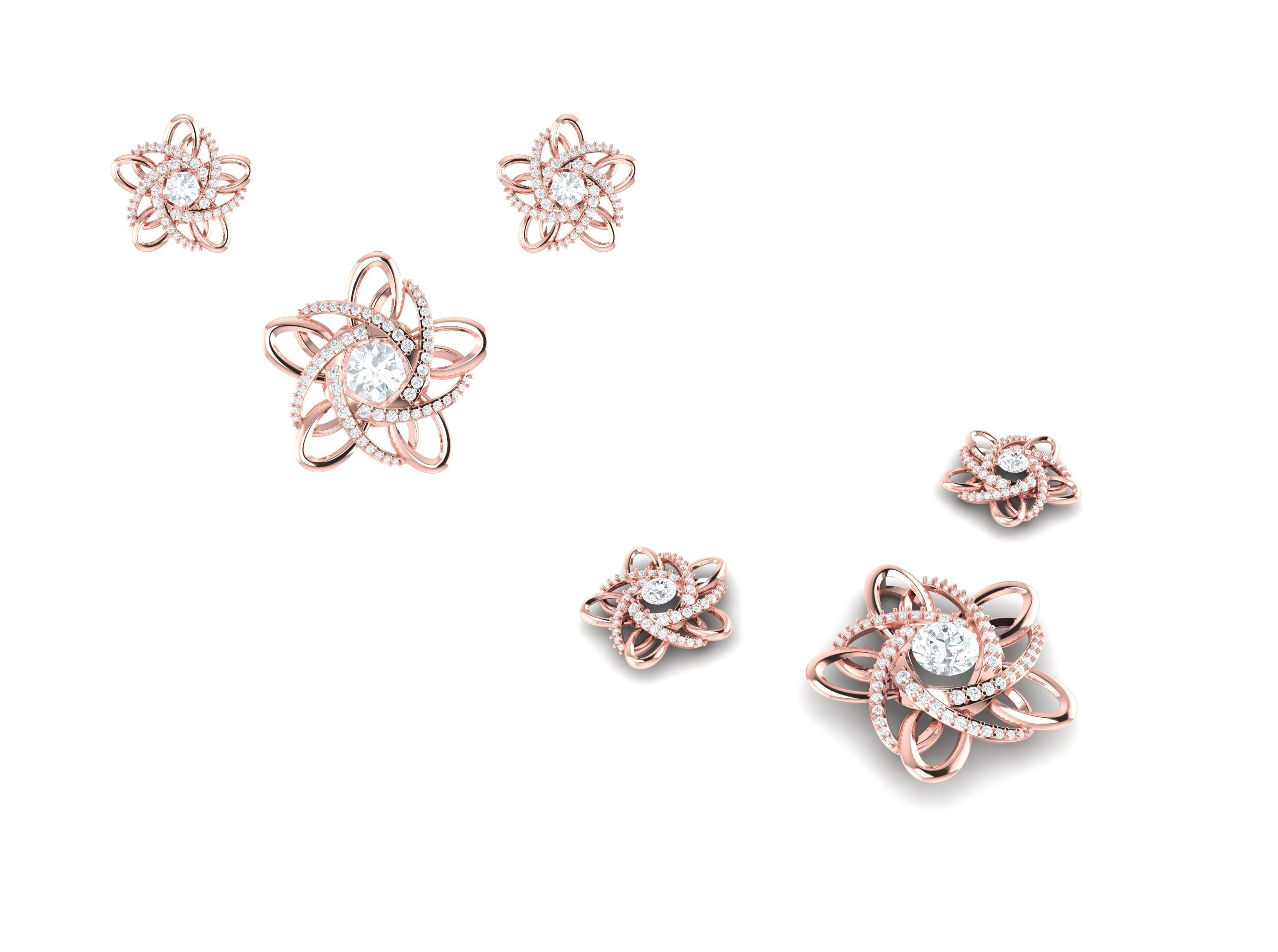 Rose Gold Diamond Pendants Collection 3D Print Model _5