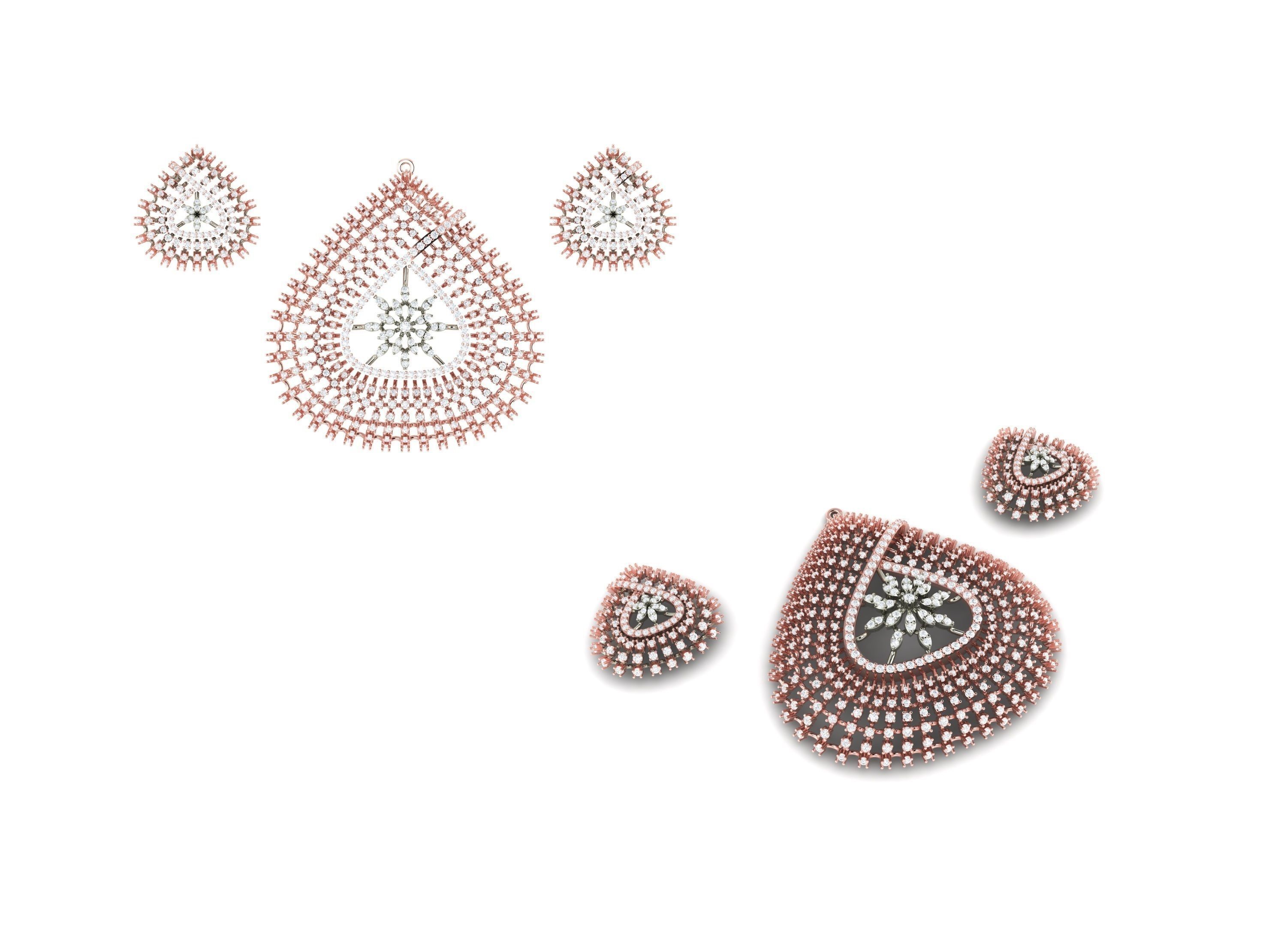 Rose Gold Diamond Pendants Collection 3D Print Model _39