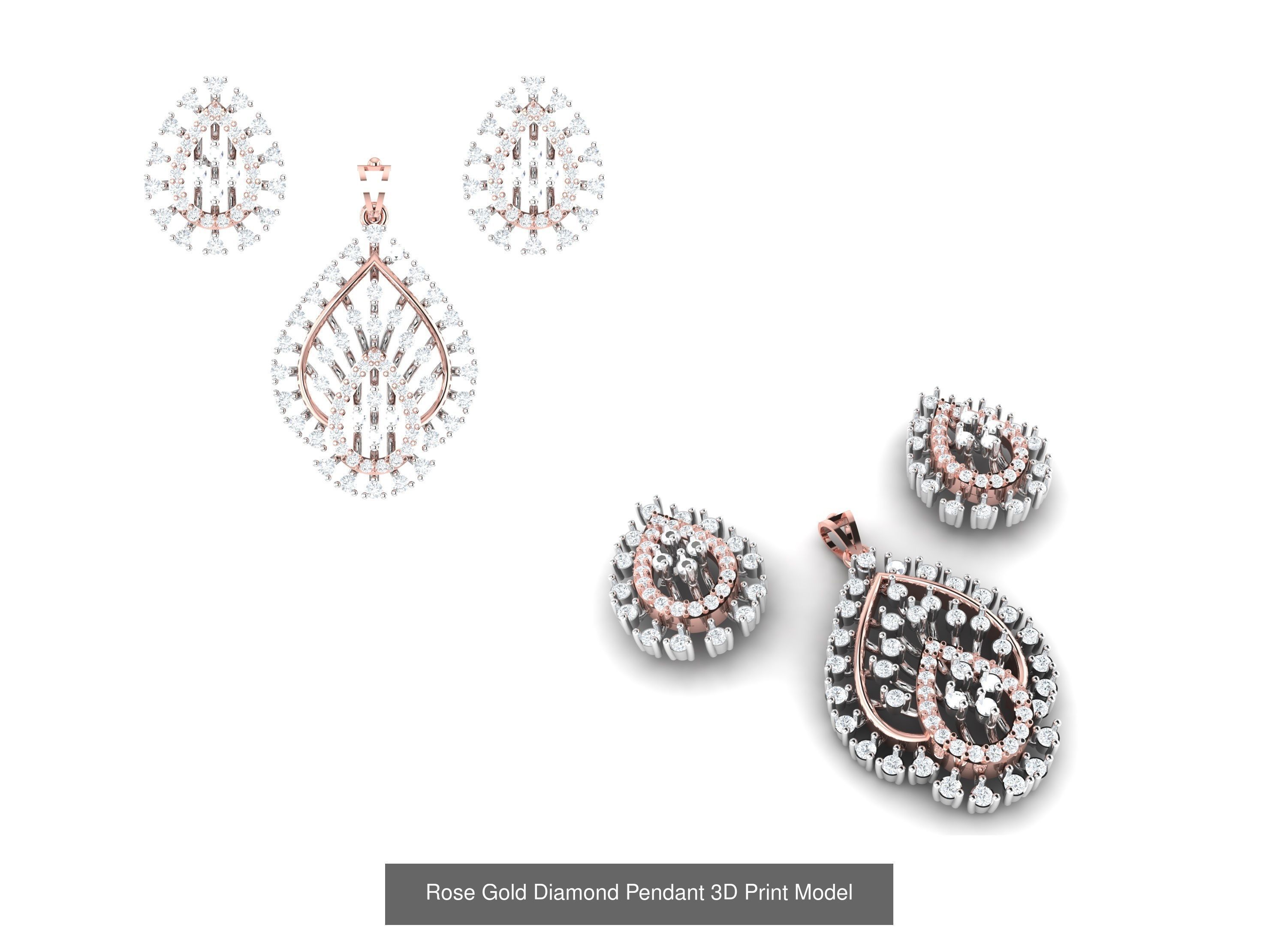 Rose Gold Diamond Pendants Collection 3D Print Model _38