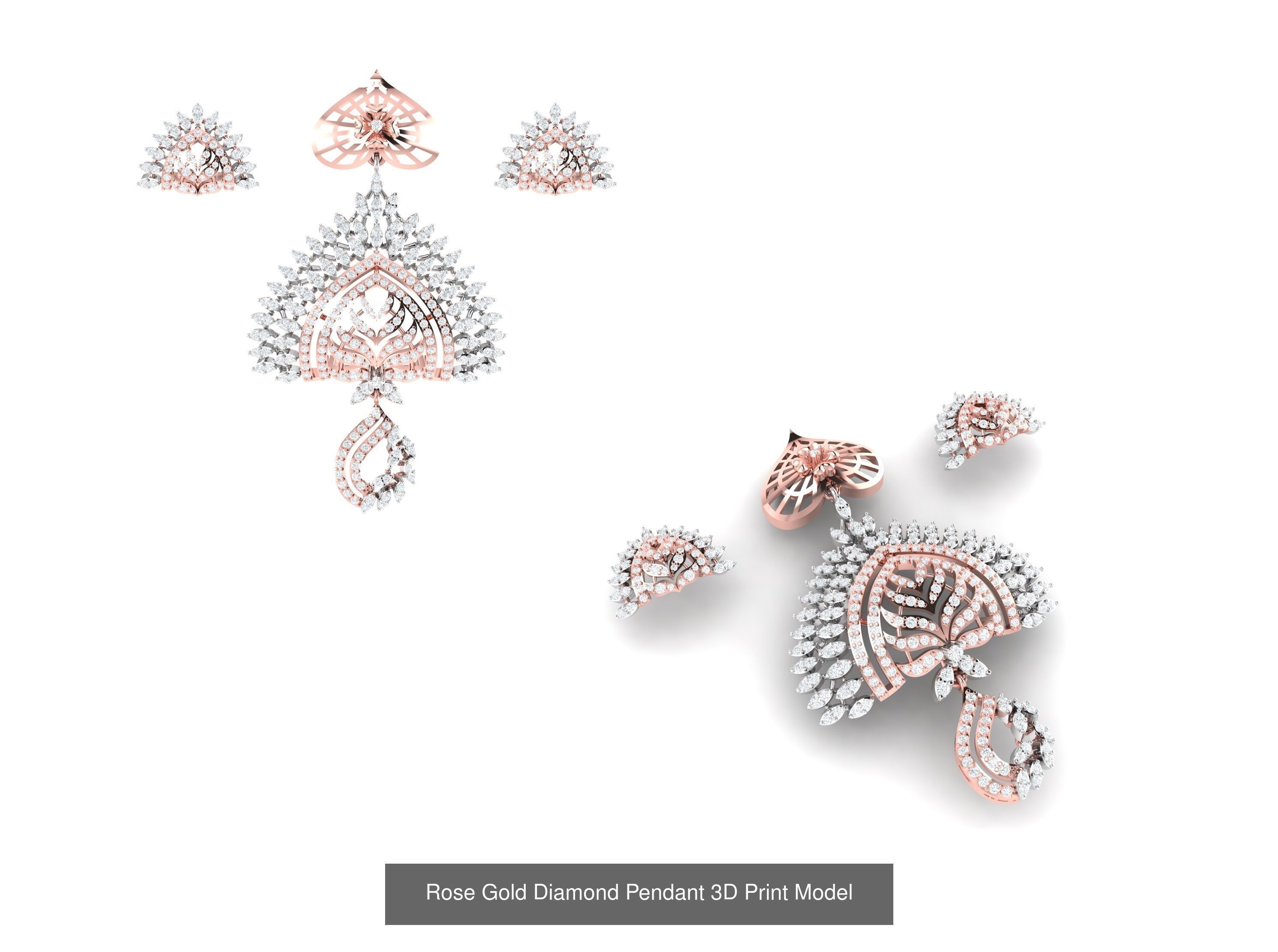 Rose Gold Diamond Pendants Collection 3D Print Model _14