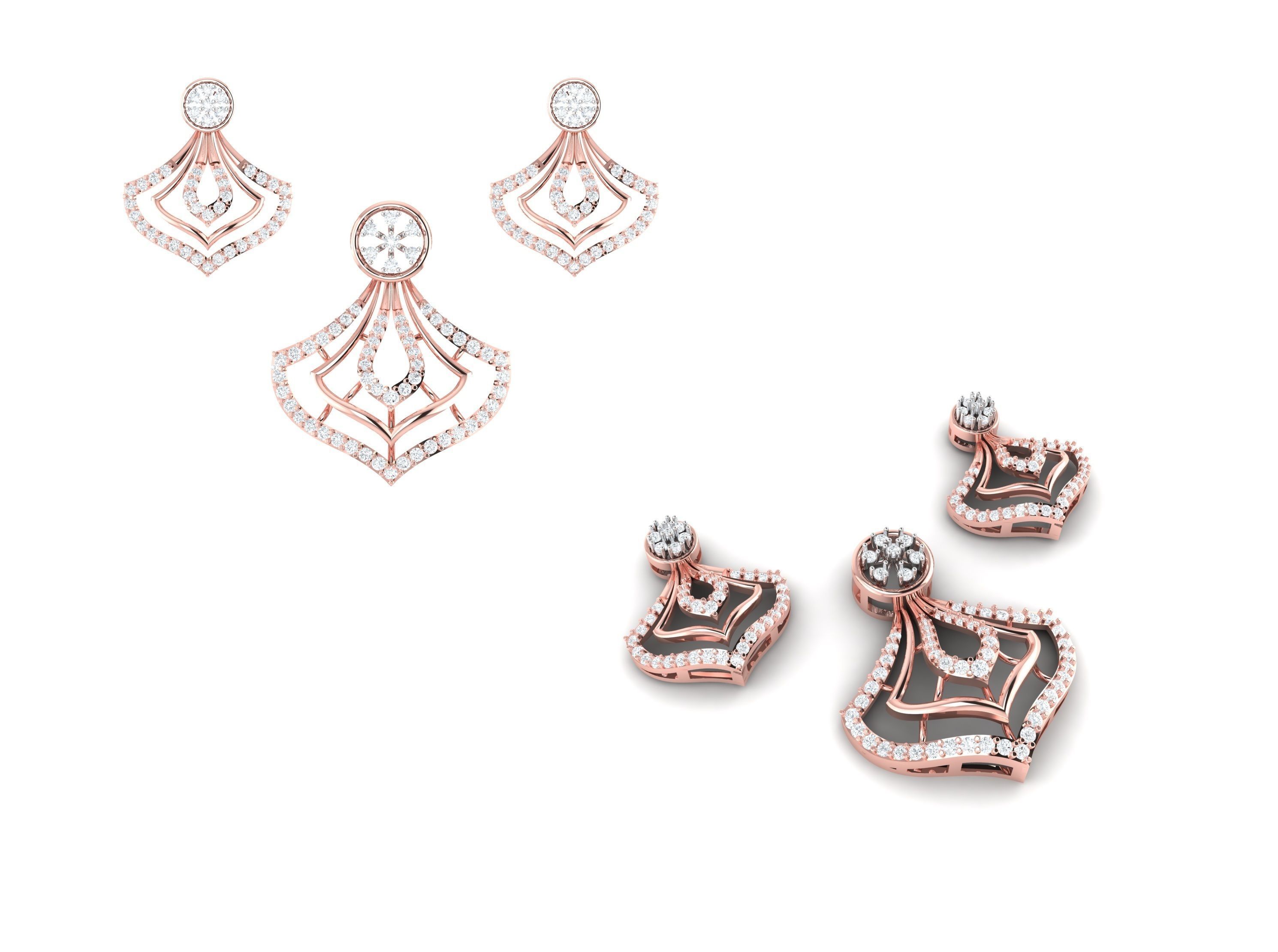 Rose Gold Diamond Pendants Collection 3D Print Model _23