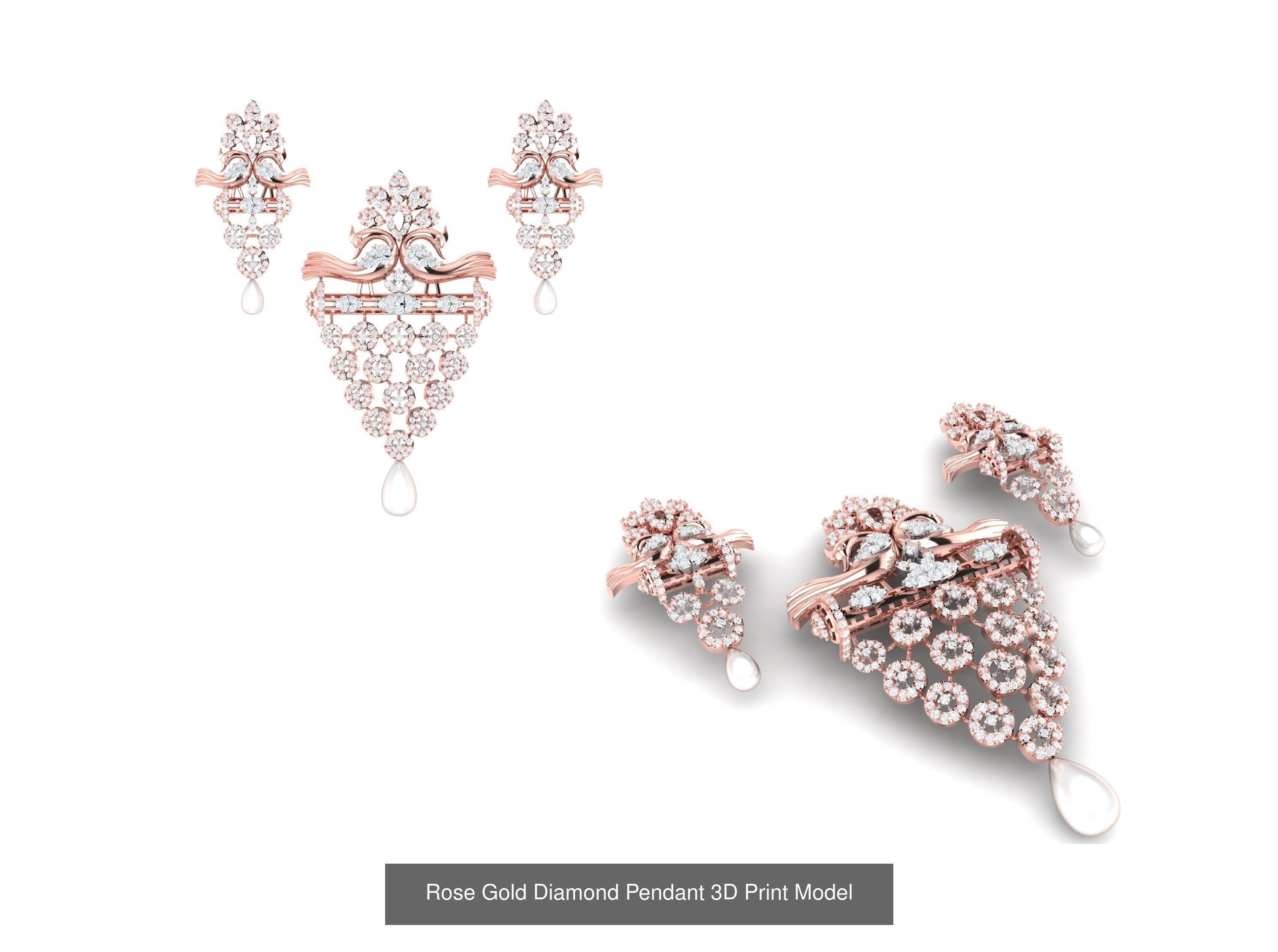 Rose Gold Diamond Pendants Collection 3D Print Model _12