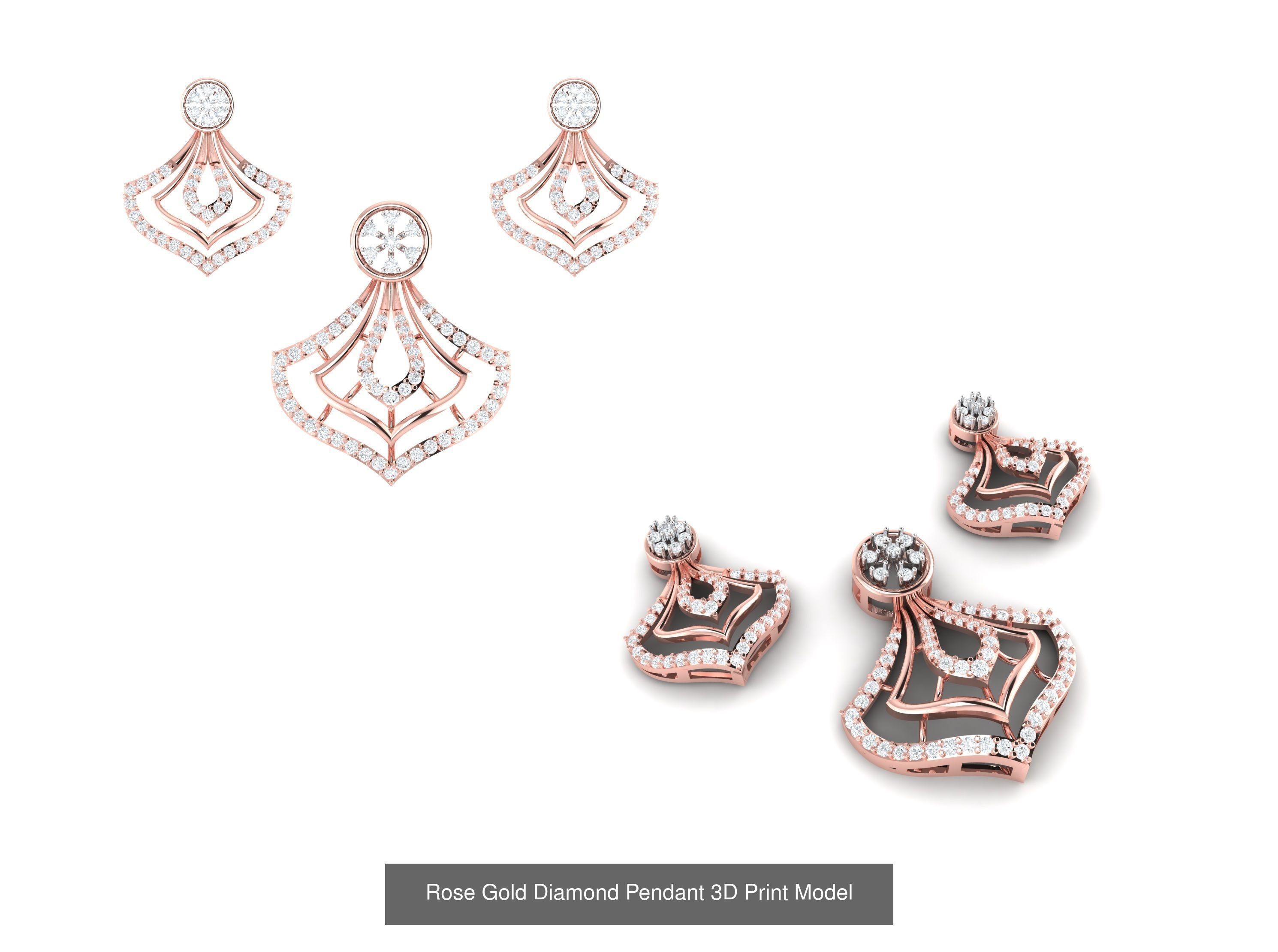 Rose Gold Diamond Pendants Collection 3D Print Model _40