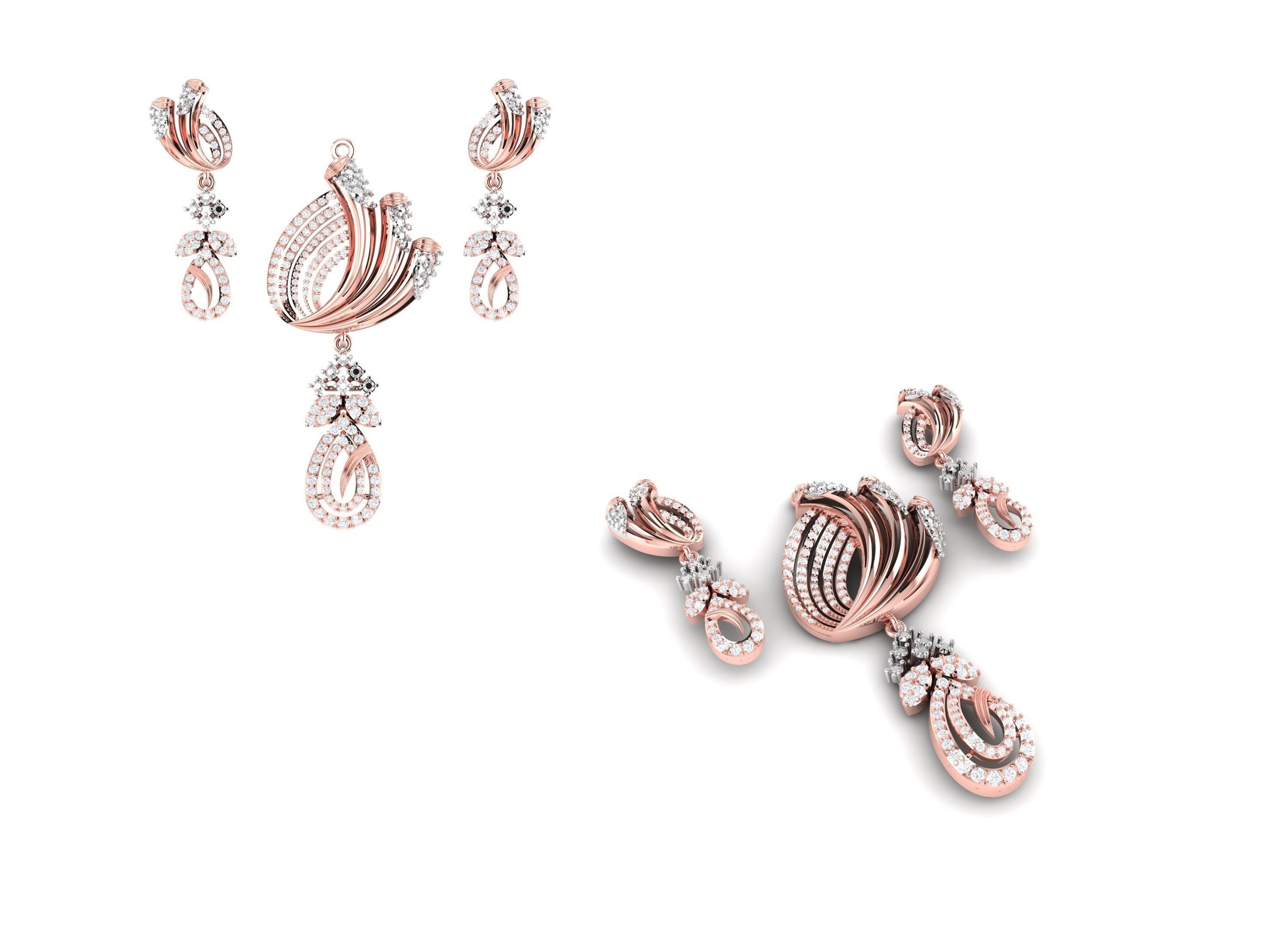 Rose Gold Diamond Pendants Collection 3D Print Model _9