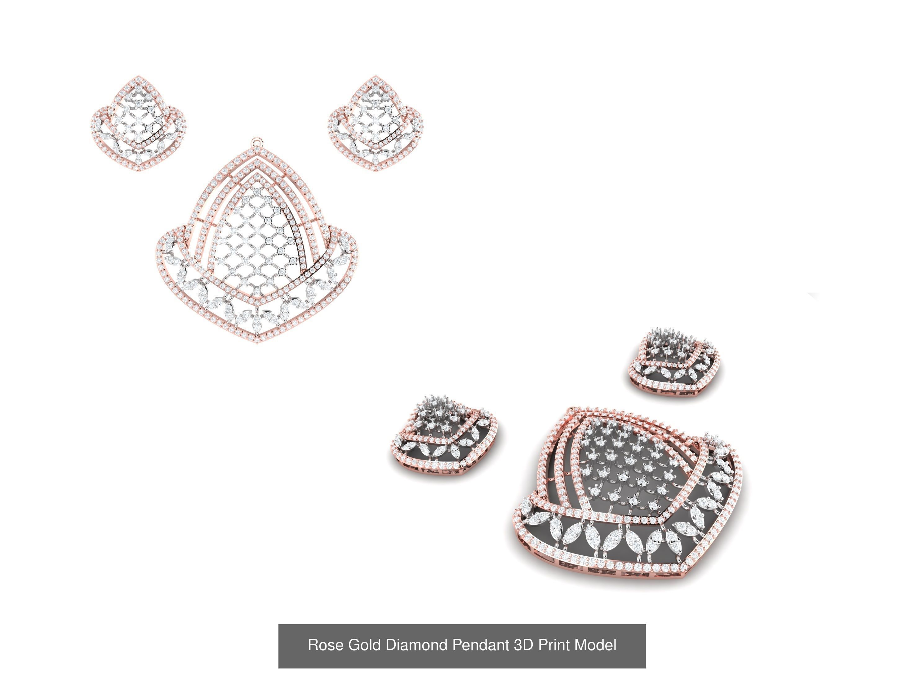 Rose Gold Diamond Pendants Collection 3D Print Model _8