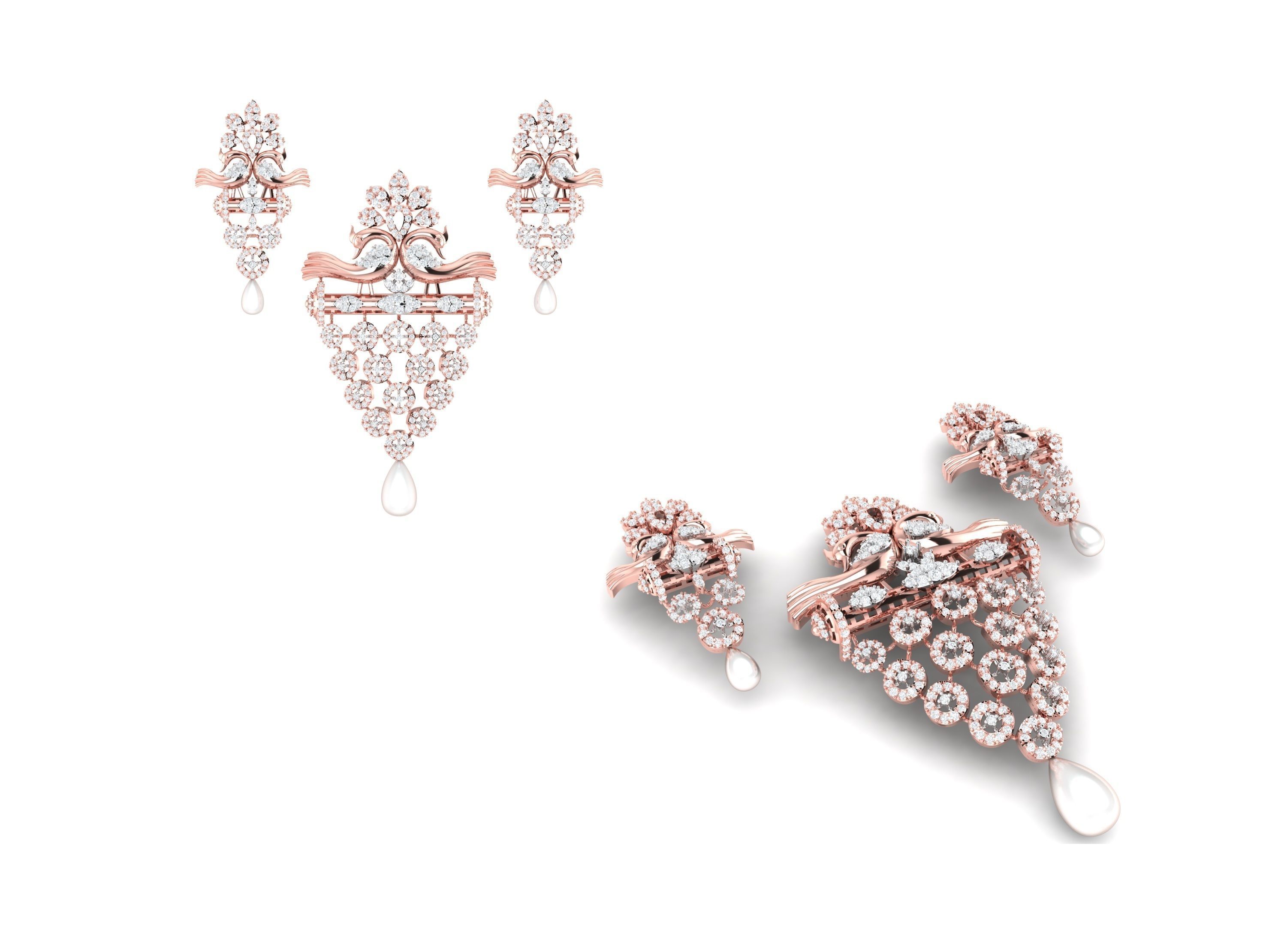 Rose Gold Diamond Pendants Collection 3D Print Model _11