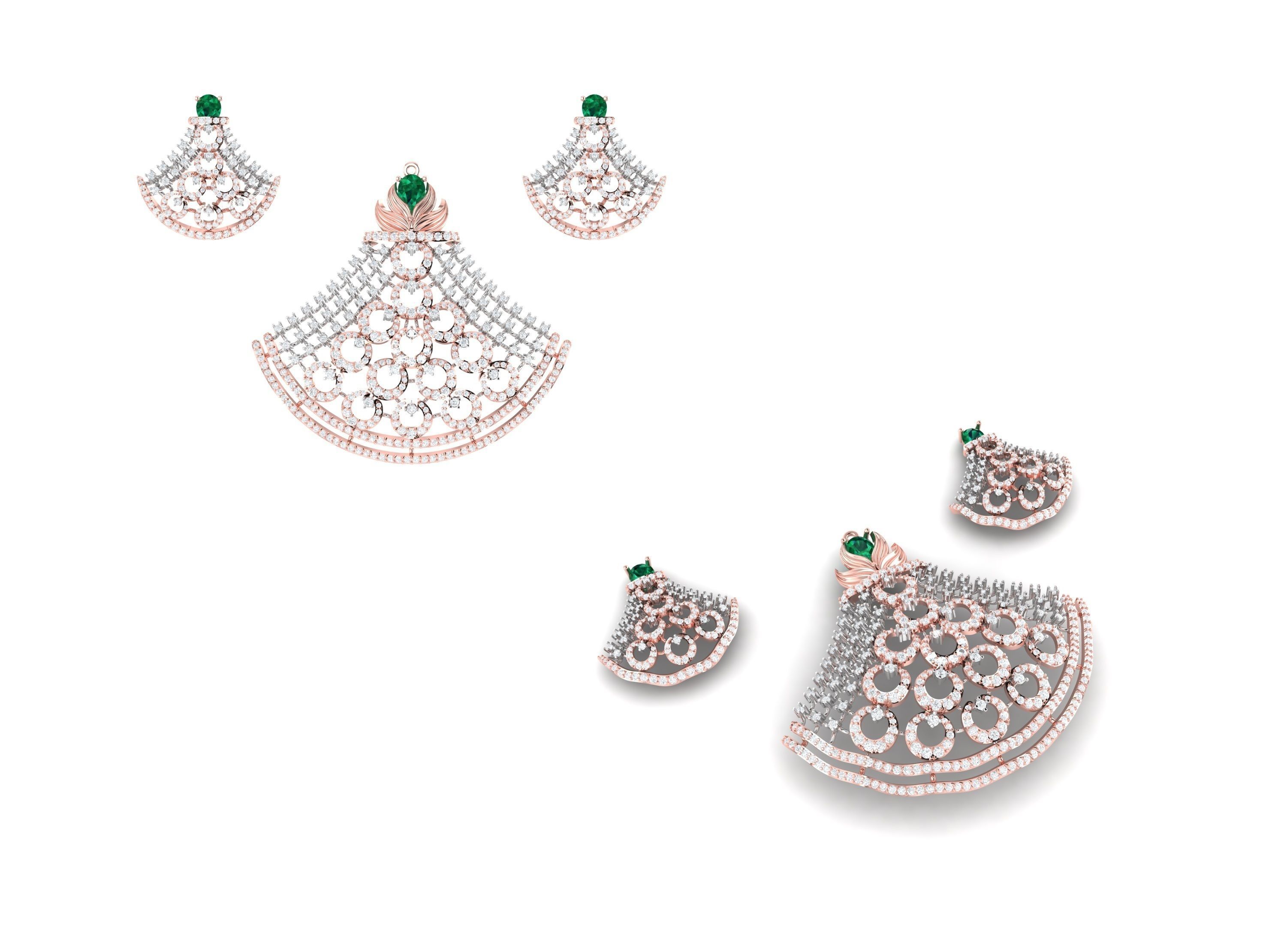 Rose Gold Diamond Pendants Collection 3D Print Model _21