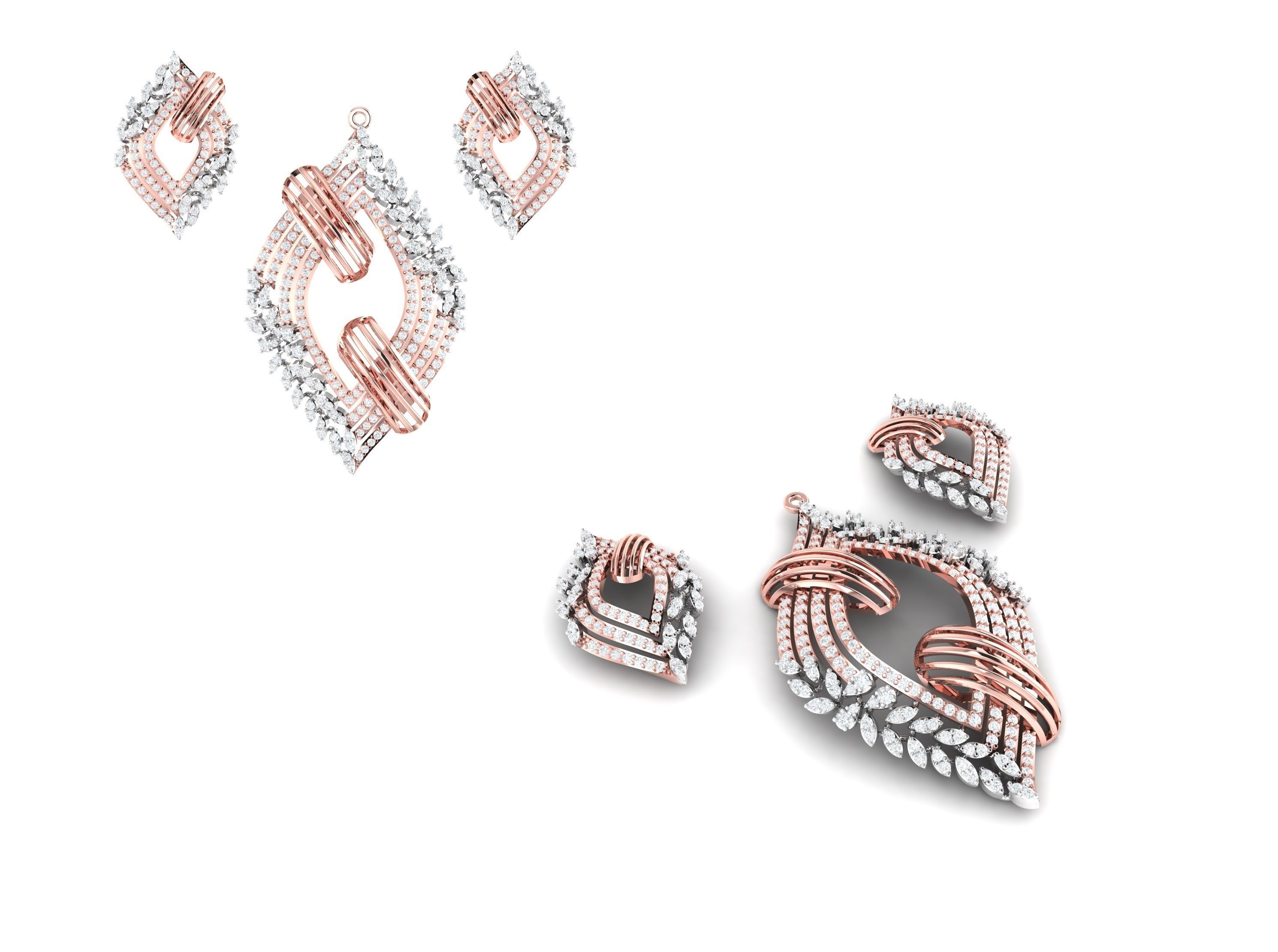 Rose Gold Diamond Pendants Collection 3D Print Model _2