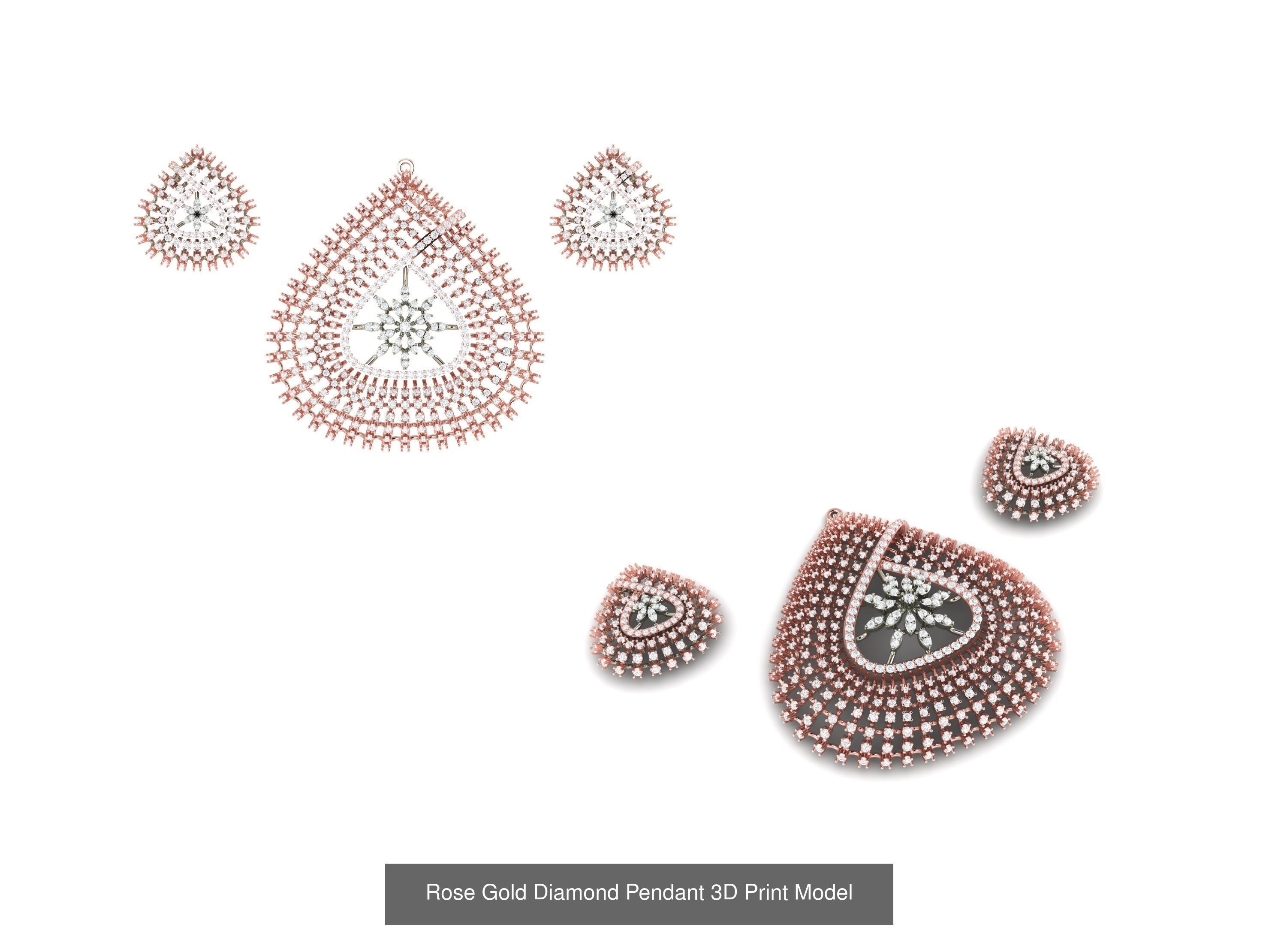 Rose Gold Diamond Pendants Collection 3D Print Model _24
