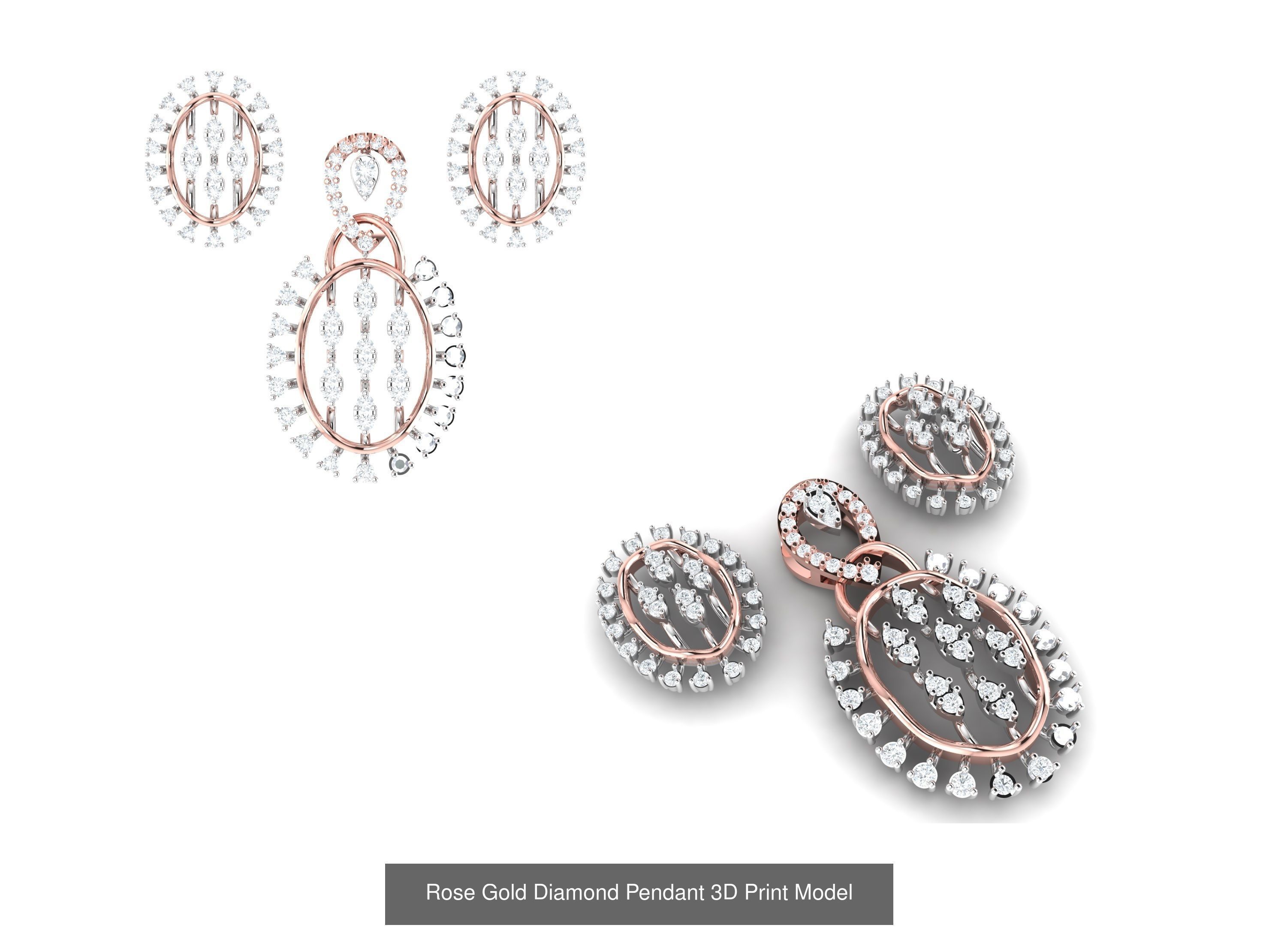 Rose Gold Diamond Pendants Collection 3D Print Model _41