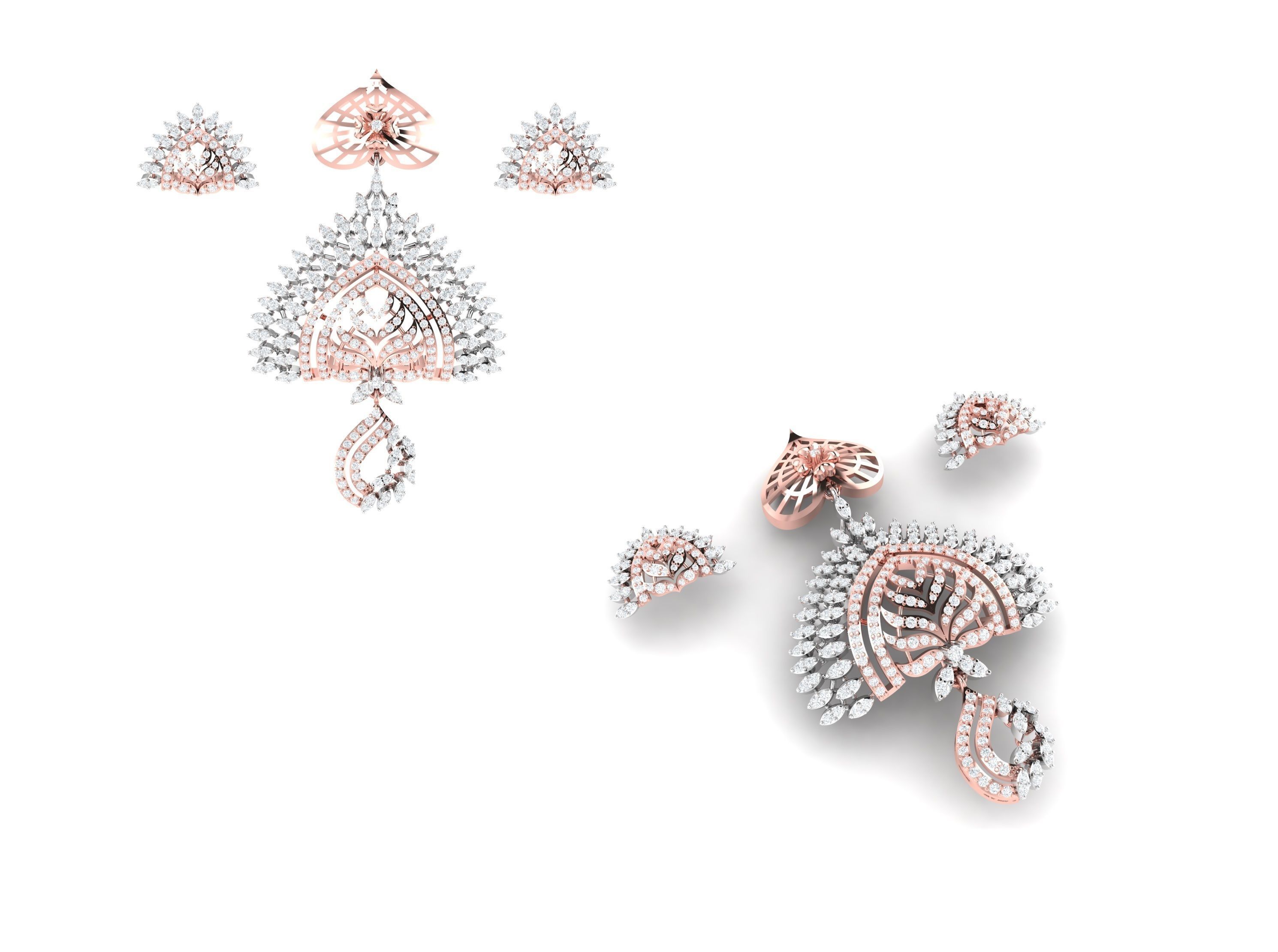 Rose Gold Diamond Pendants Collection 3D Print Model _31