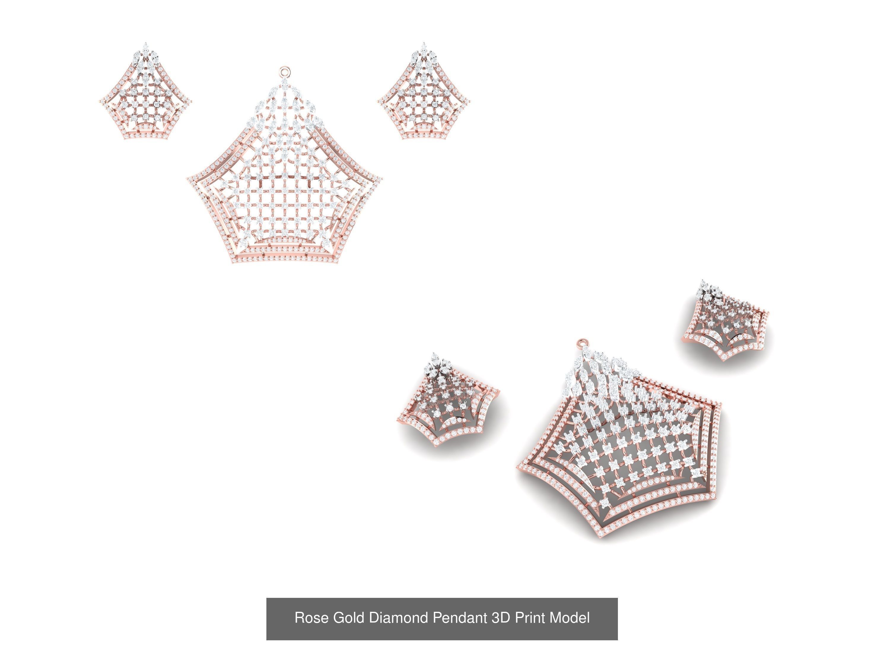 Rose Gold Diamond Pendants Collection 3D Print Model _18