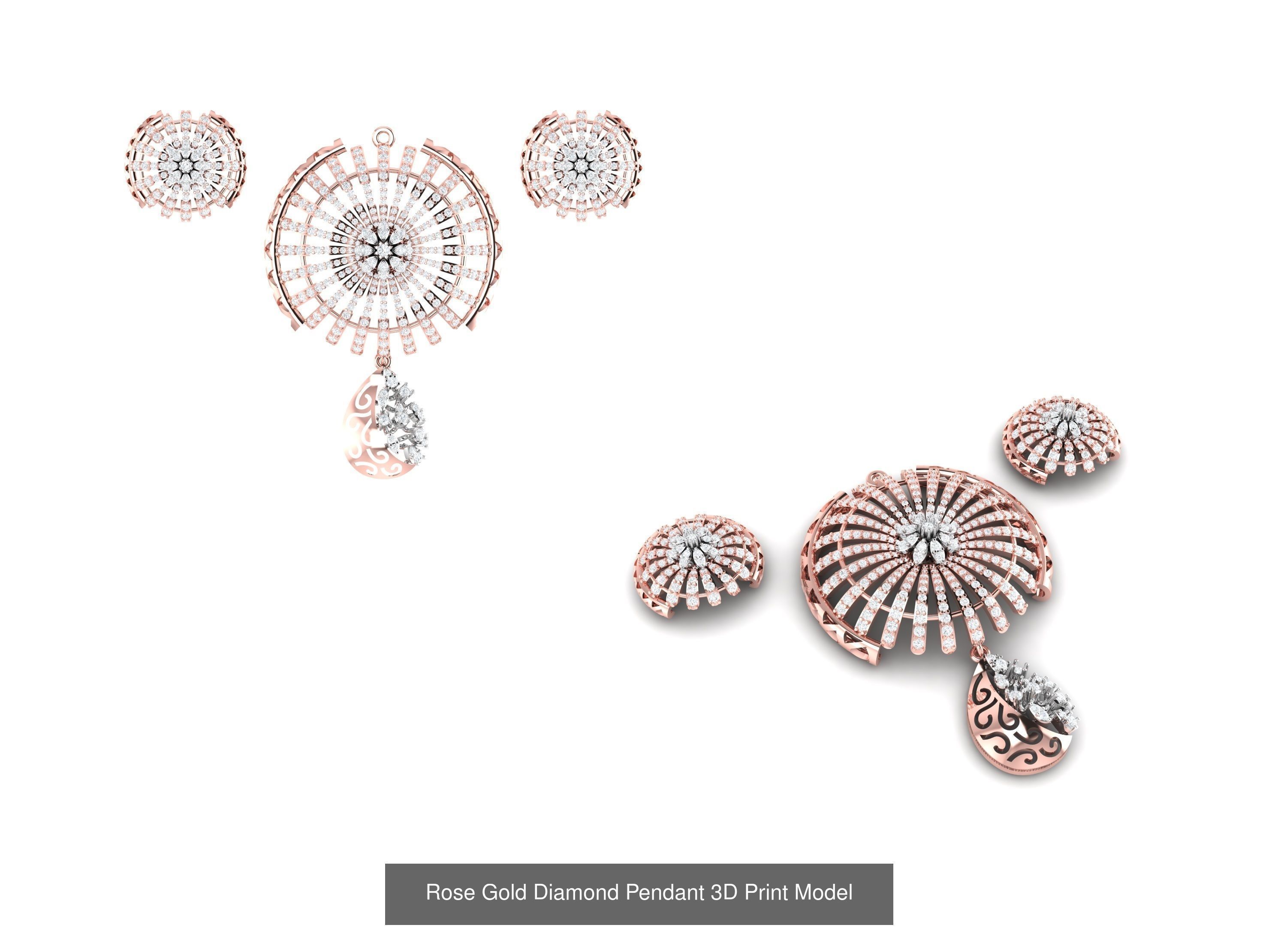 Rose Gold Diamond Pendants Collection 3D Print Model _10